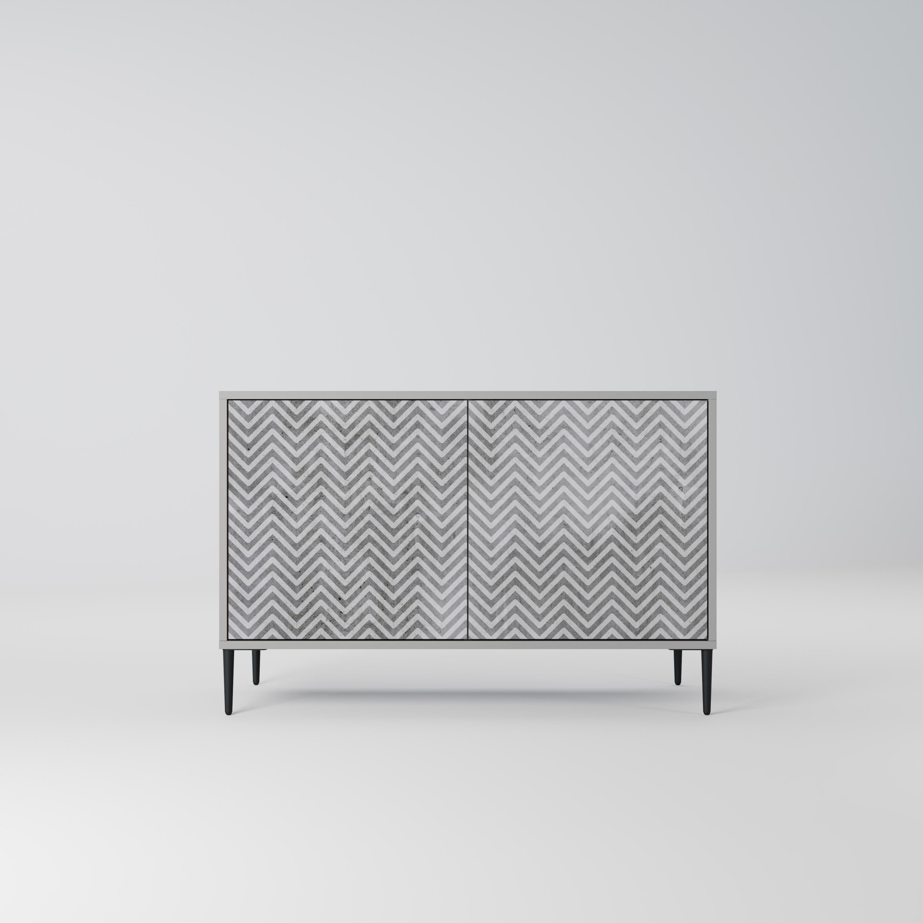 CONCRETE ZIG ZAG Komoda 2-drzwiowa korpus Szary