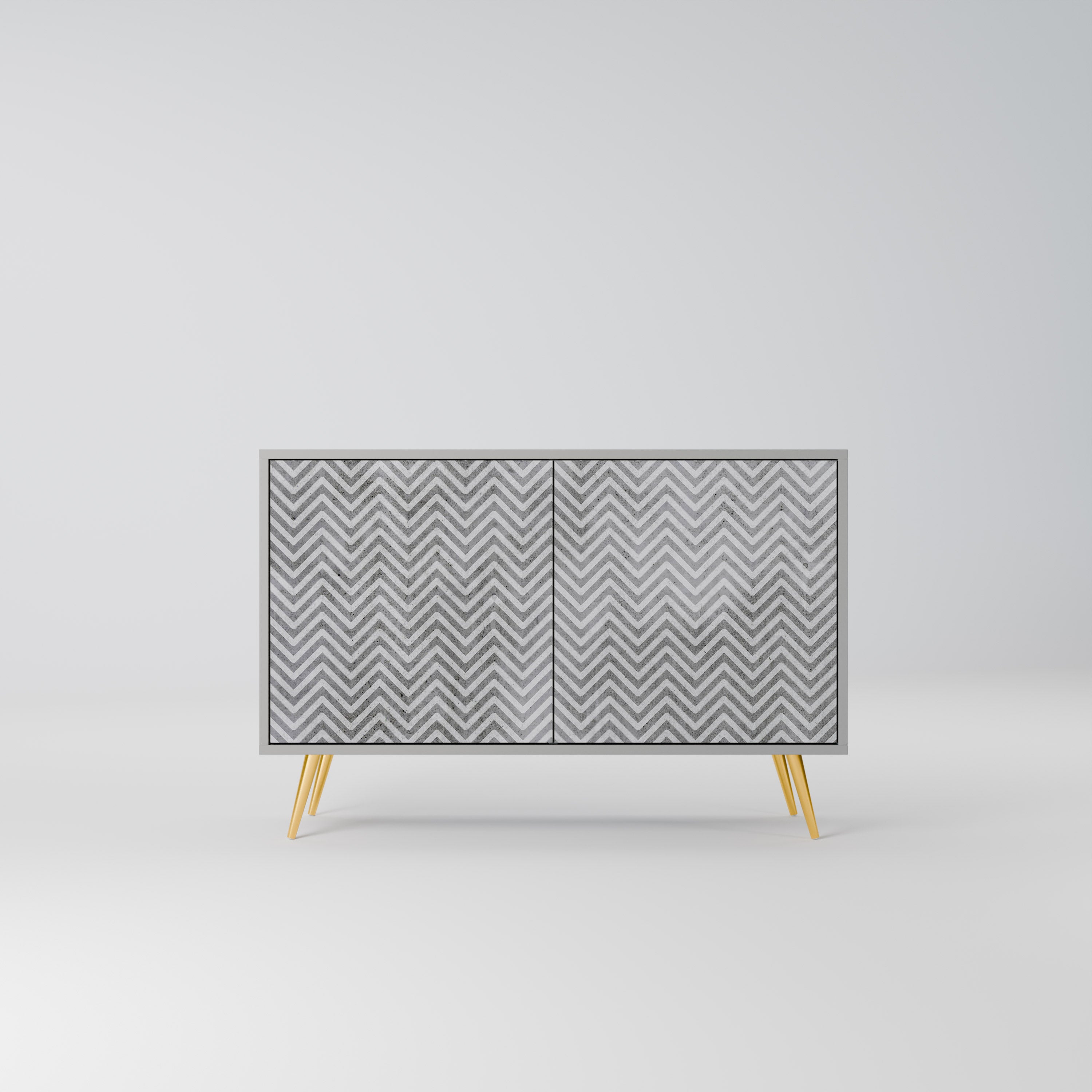 CONCRETE ZIG ZAG Komoda 2-drzwiowa korpus Szary