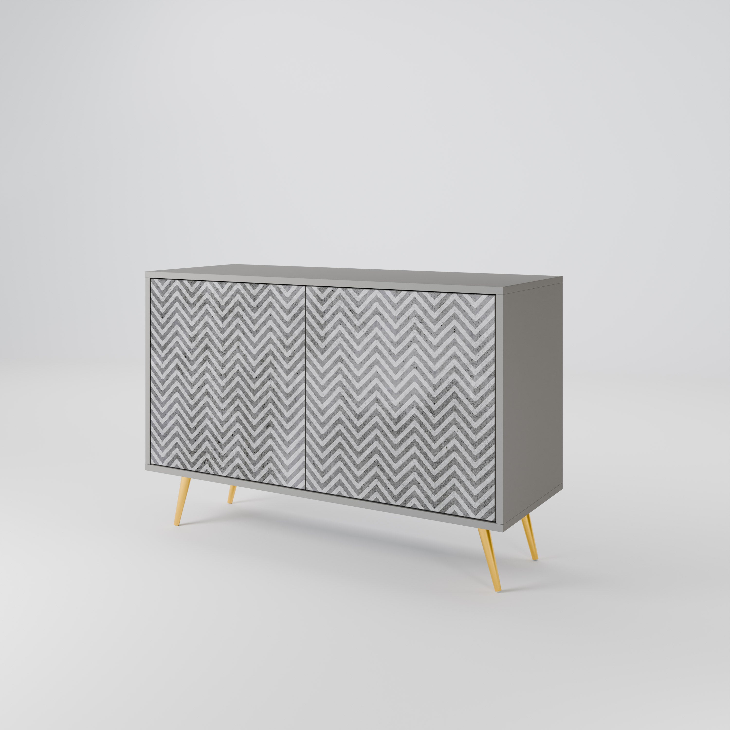CONCRETE ZIG ZAG Komoda 2-drzwiowa korpus Szary
