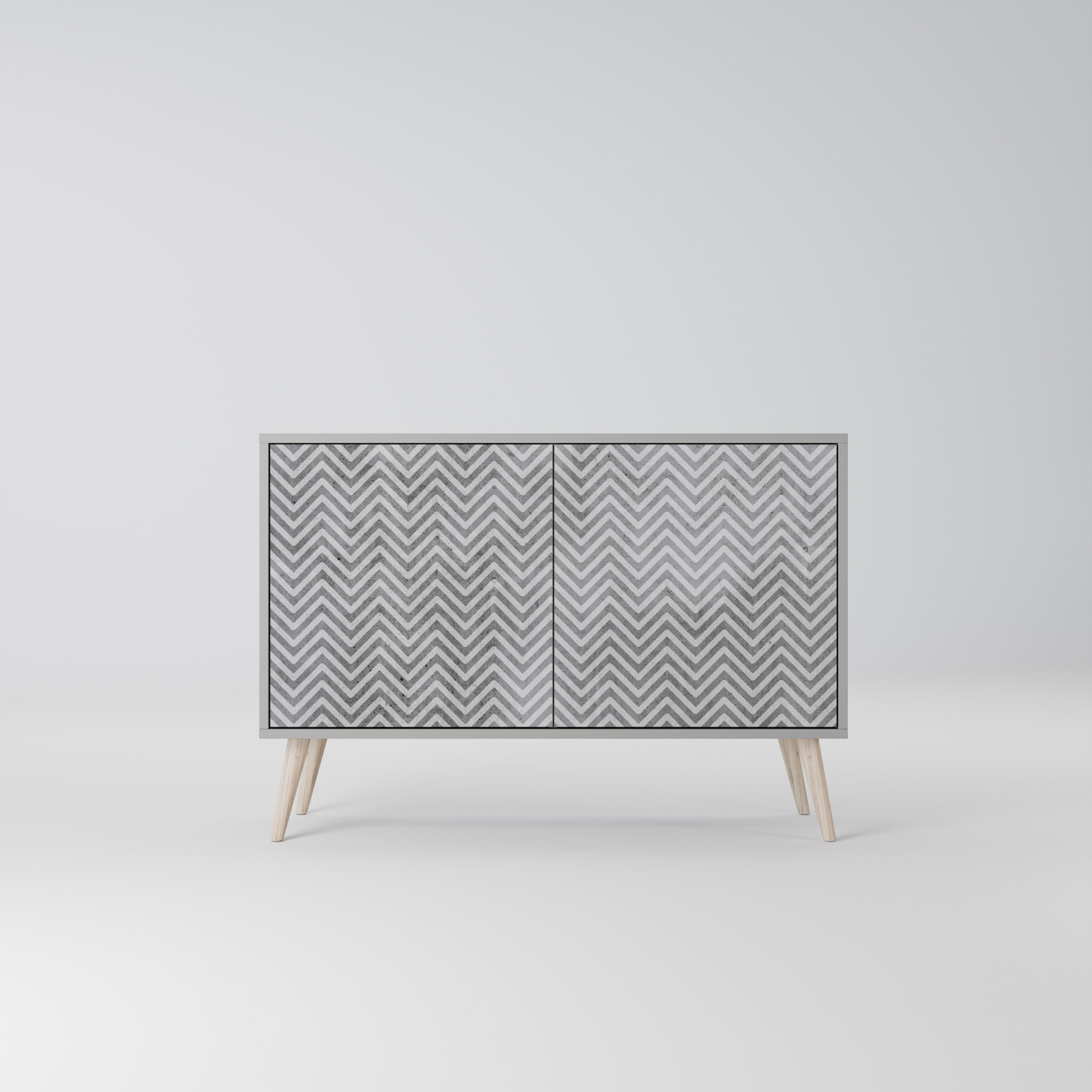 CONCRETE ZIG ZAG Komoda 2-drzwiowa korpus Szary