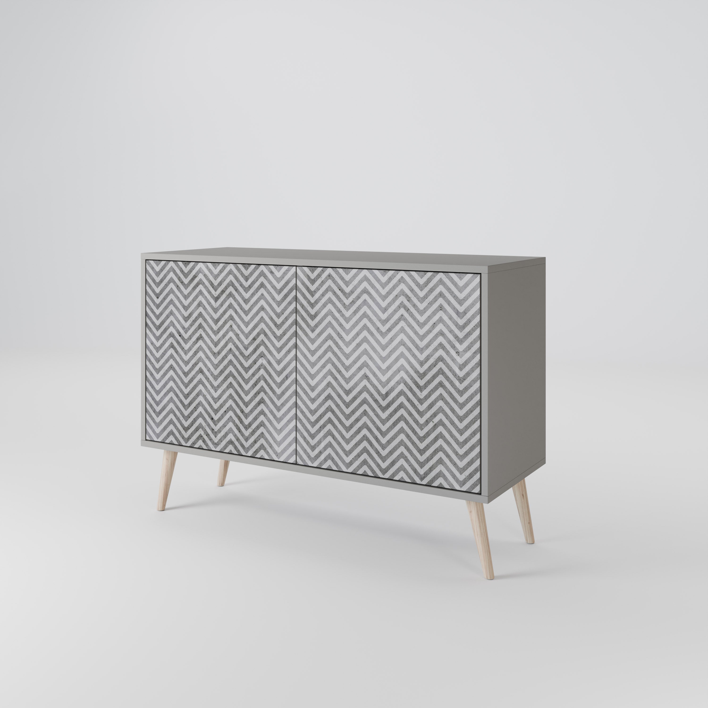 CONCRETE ZIG ZAG Komoda 2-drzwiowa korpus Szary