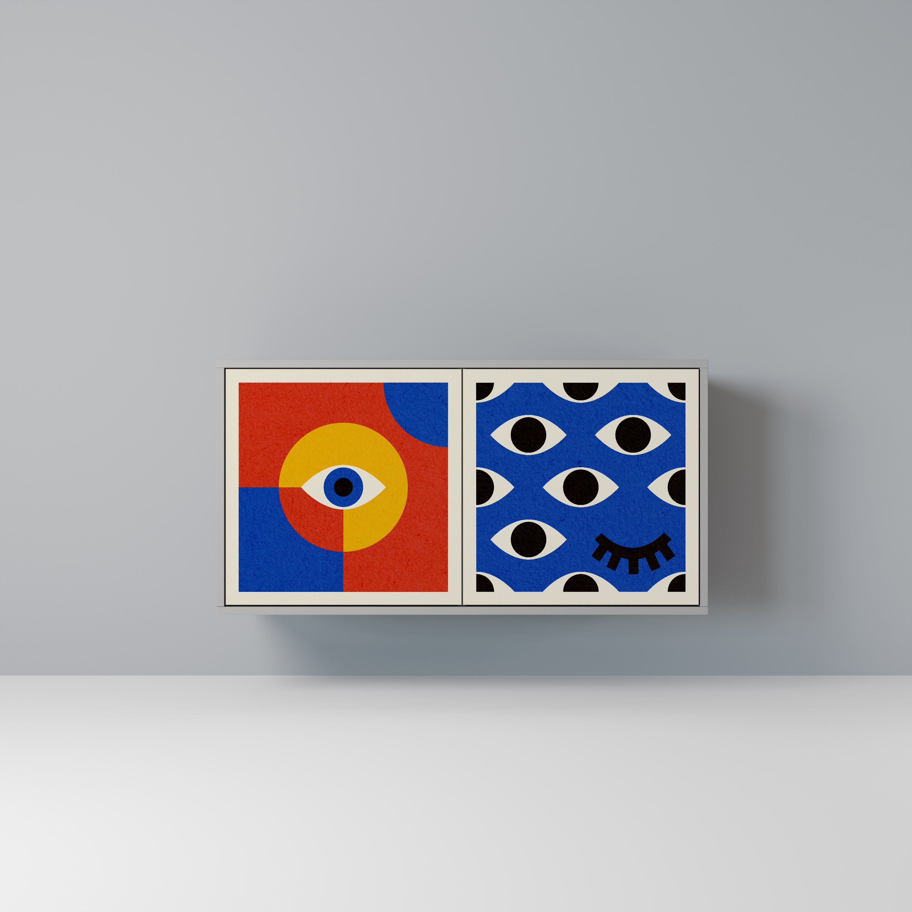GEOMETRIC EYES Komoda 2-drzwiowa korpus Szary