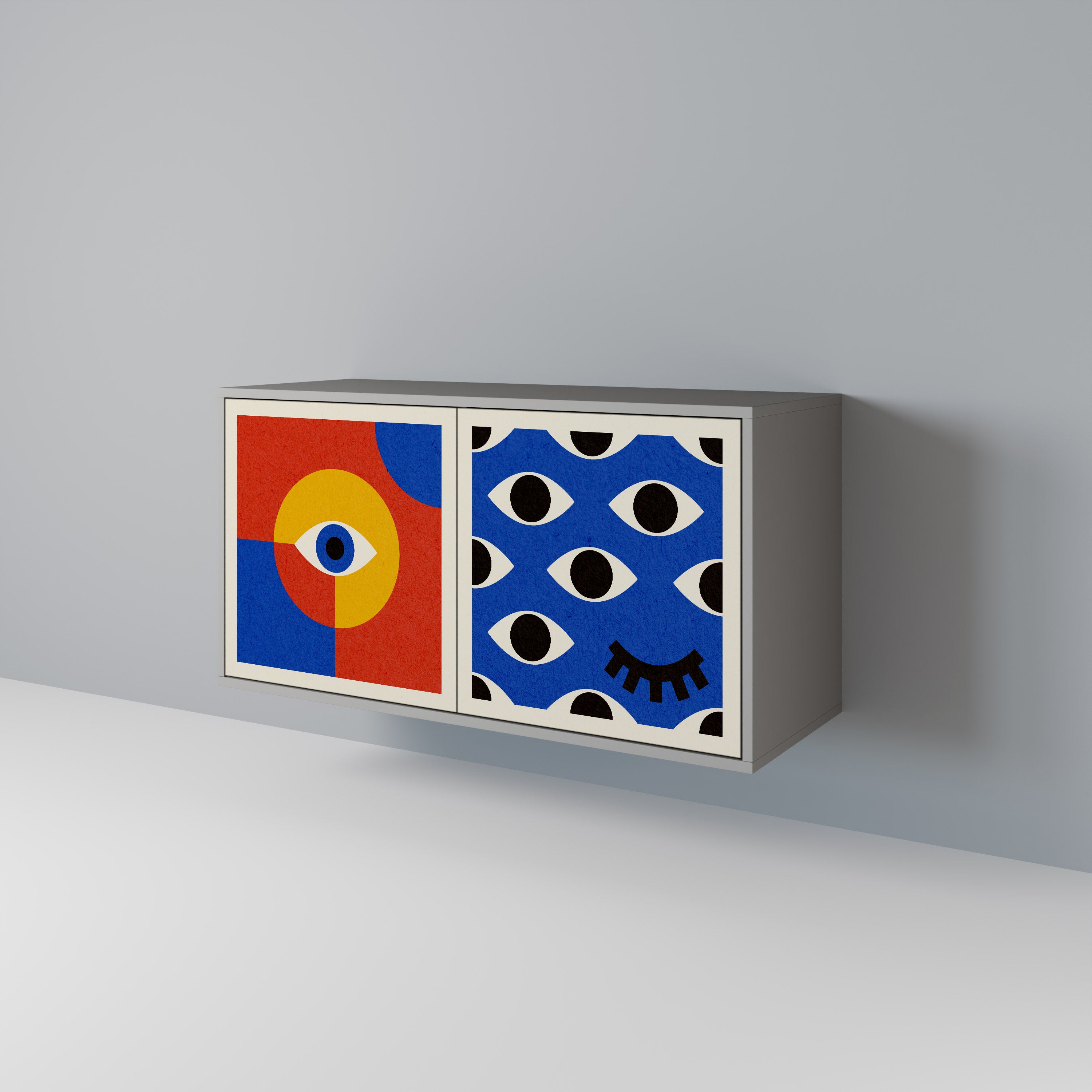 GEOMETRIC EYES Komoda 2-drzwiowa korpus Szary