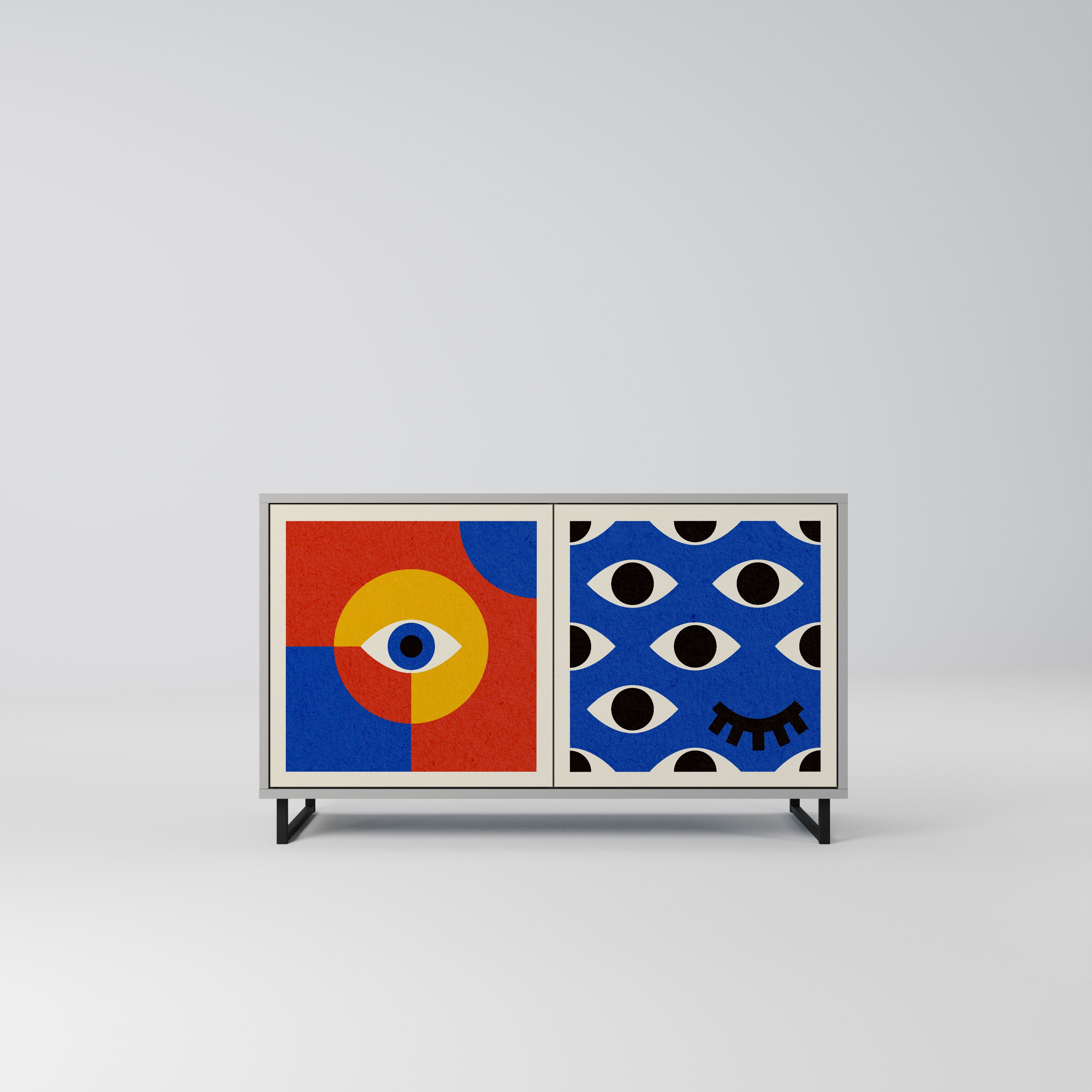 GEOMETRIC EYES Komoda 2-drzwiowa korpus Szary