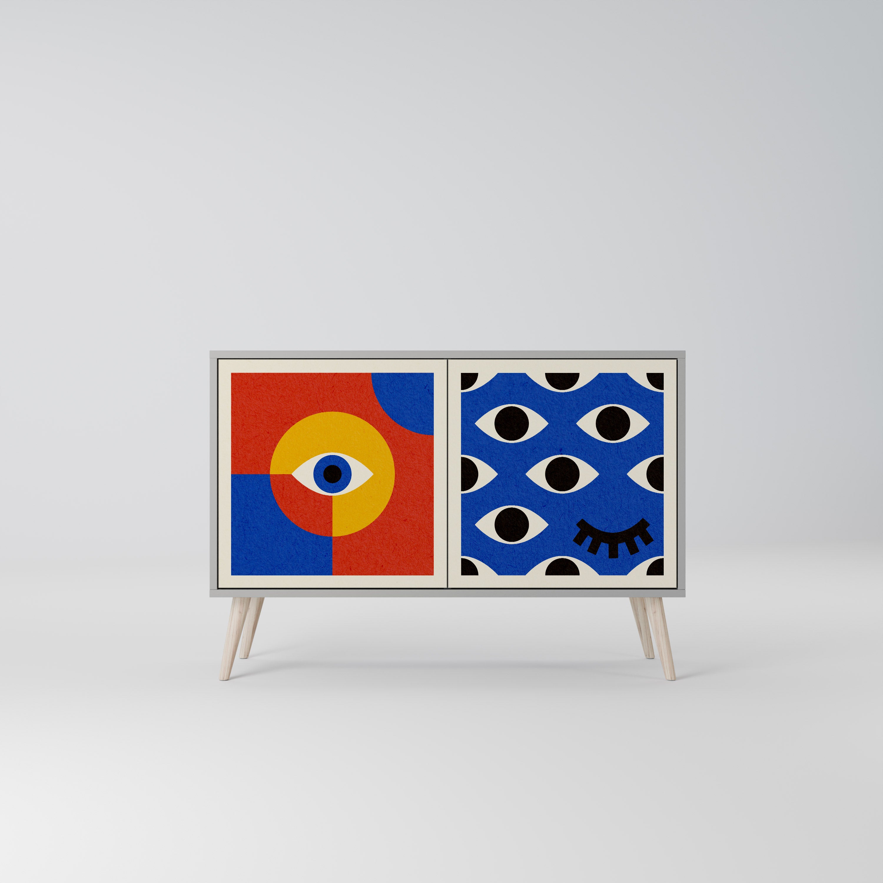 GEOMETRIC EYES Komoda 2-drzwiowa korpus Szary