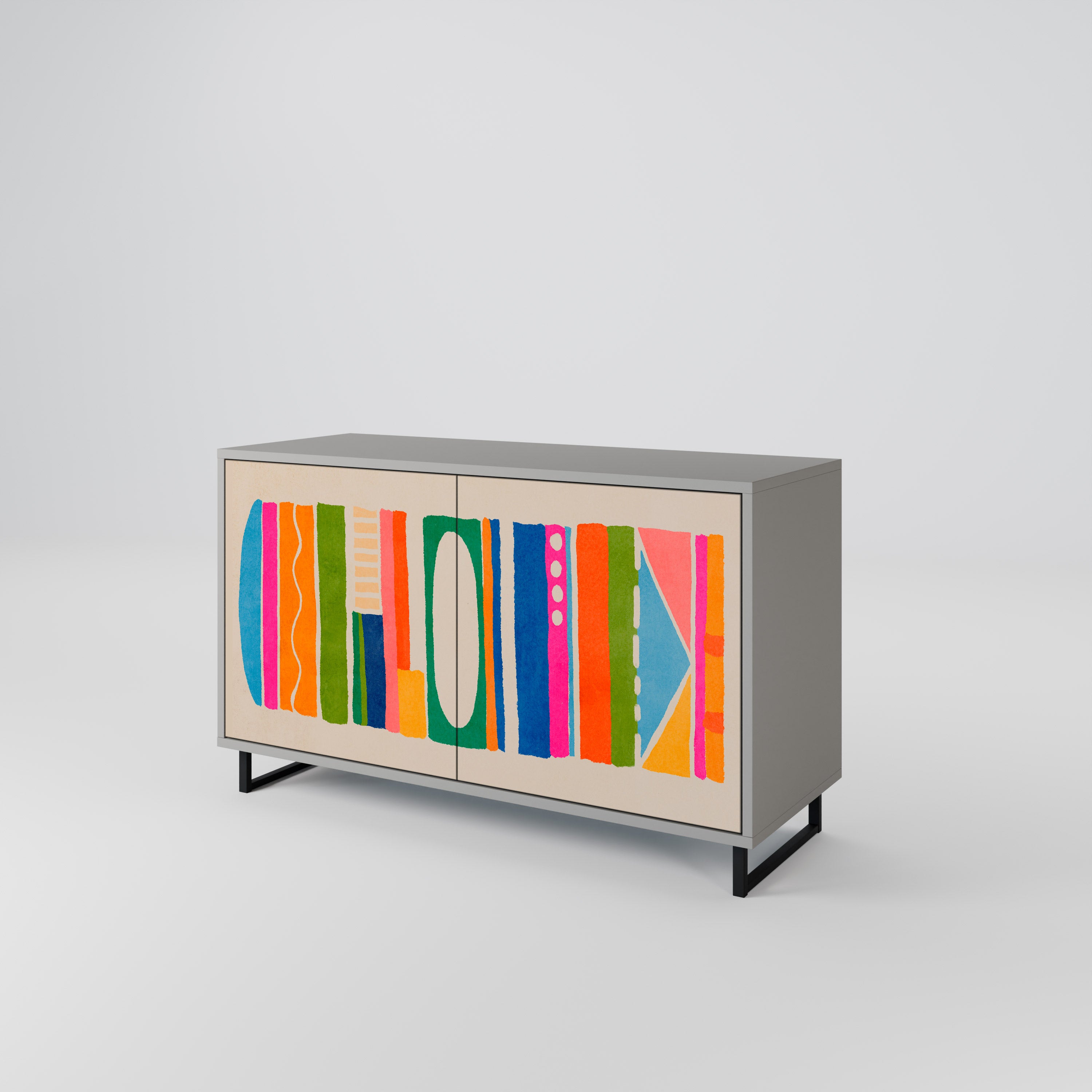 GEOMETRIC SHINE Komoda 2-drzwiowa korpus Szary