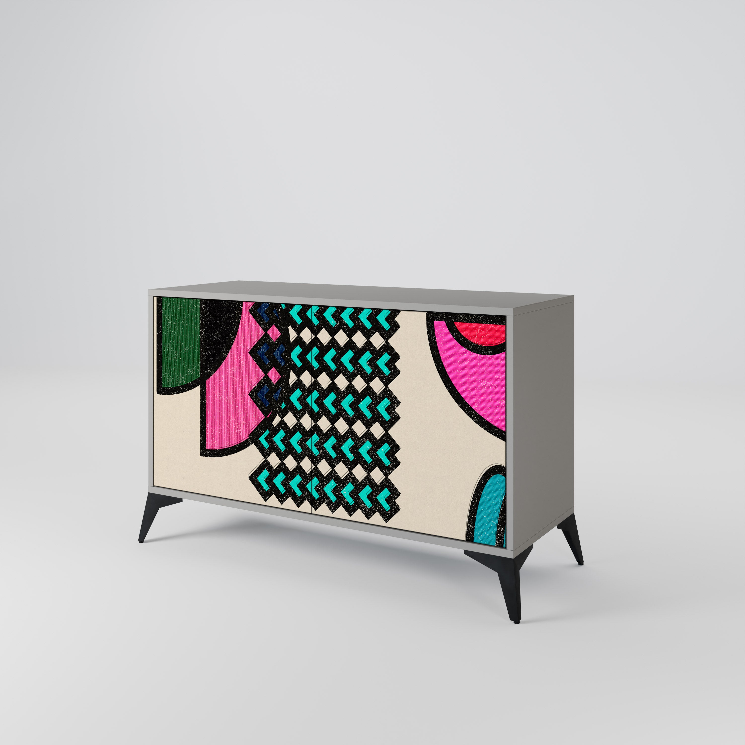 GEOMETRIC RHAPSODY Komoda 2-drzwiowa korpus Szary
