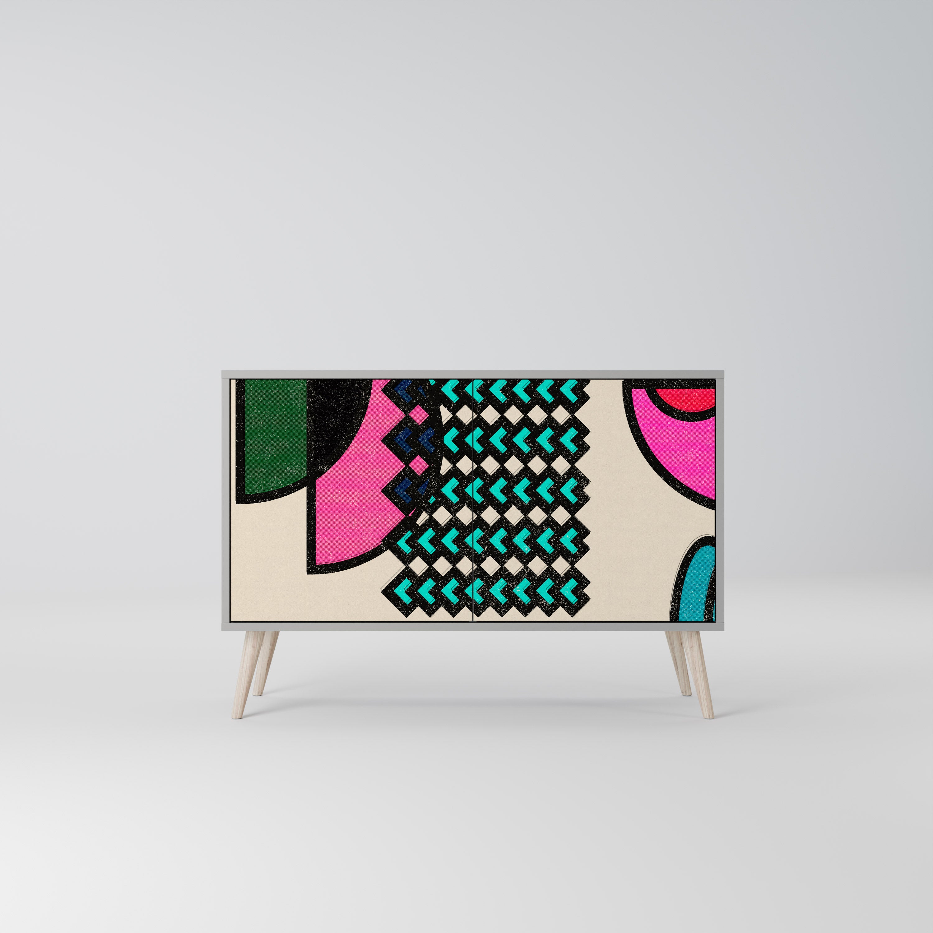 GEOMETRIC RHAPSODY Komoda 2-drzwiowa korpus Szary