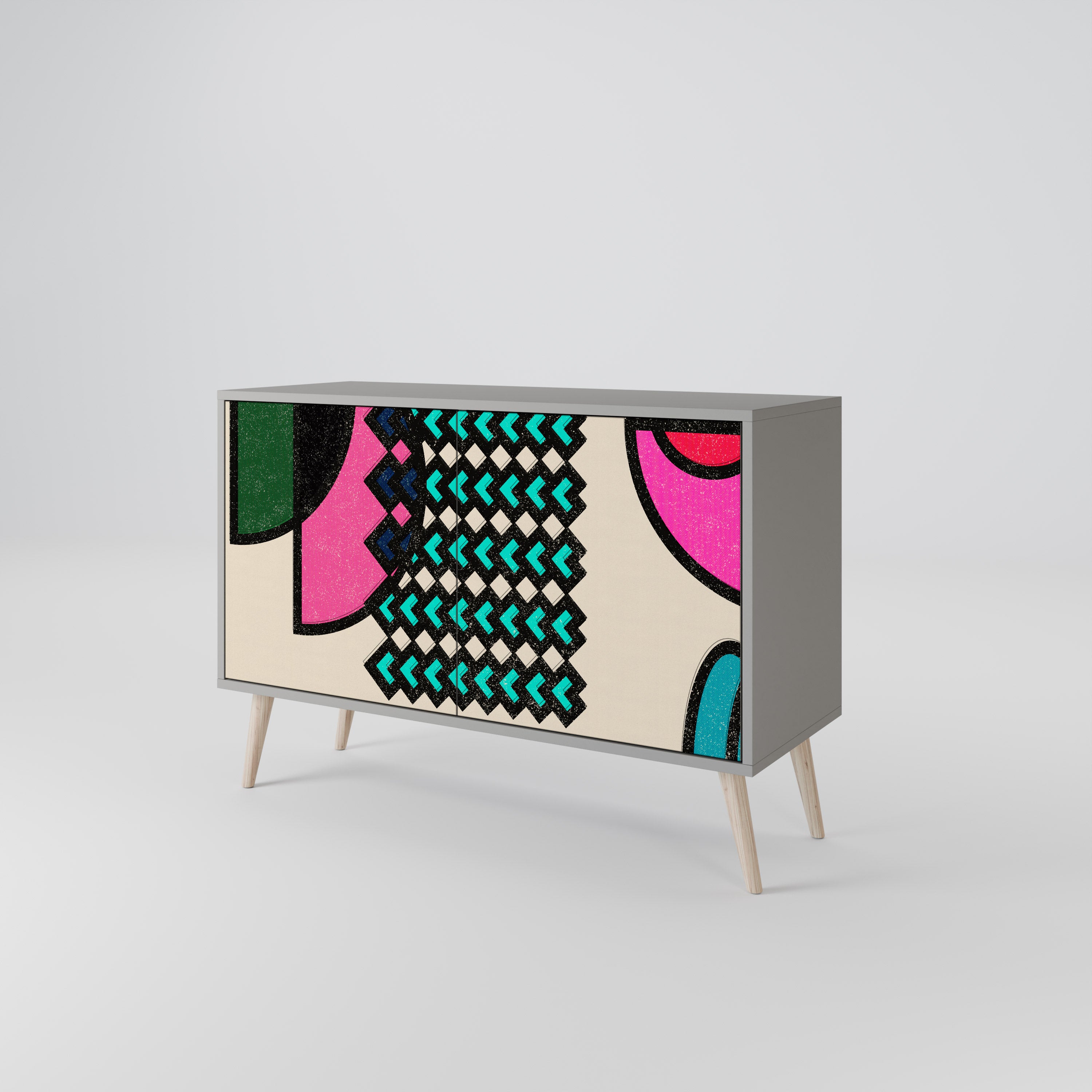 GEOMETRIC RHAPSODY Komoda 2-drzwiowa korpus Szary