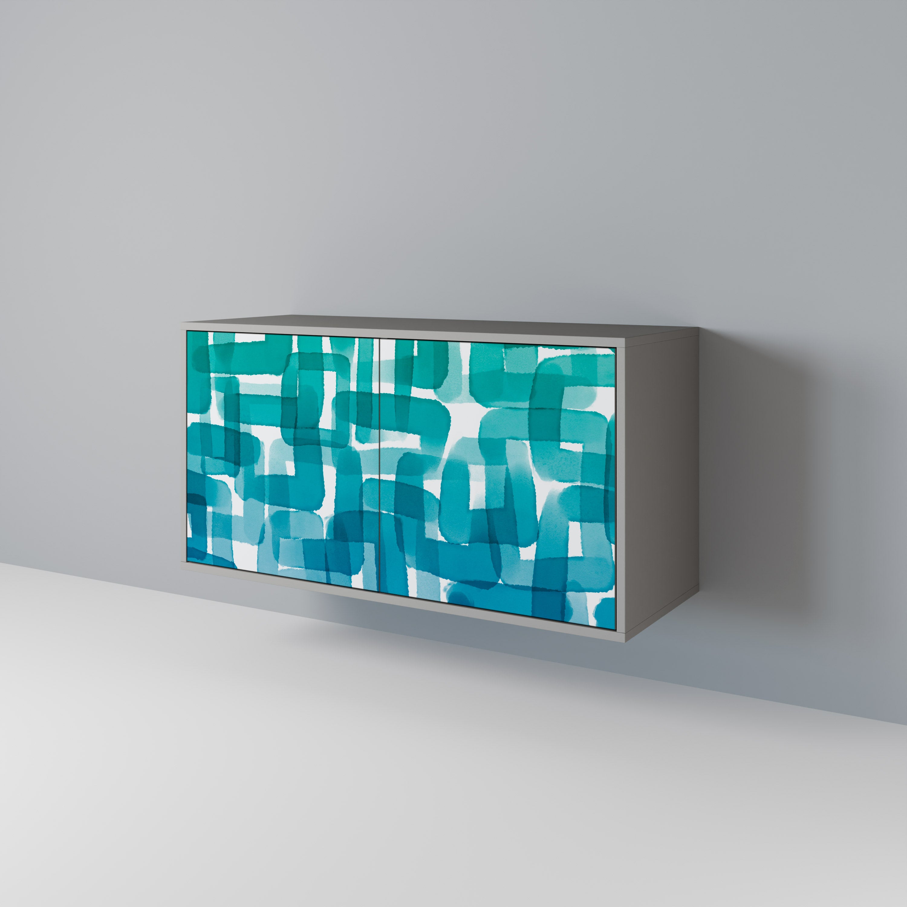 TURQUOISE RECTANGLES Komoda 2-drzwiowa korpus Szary