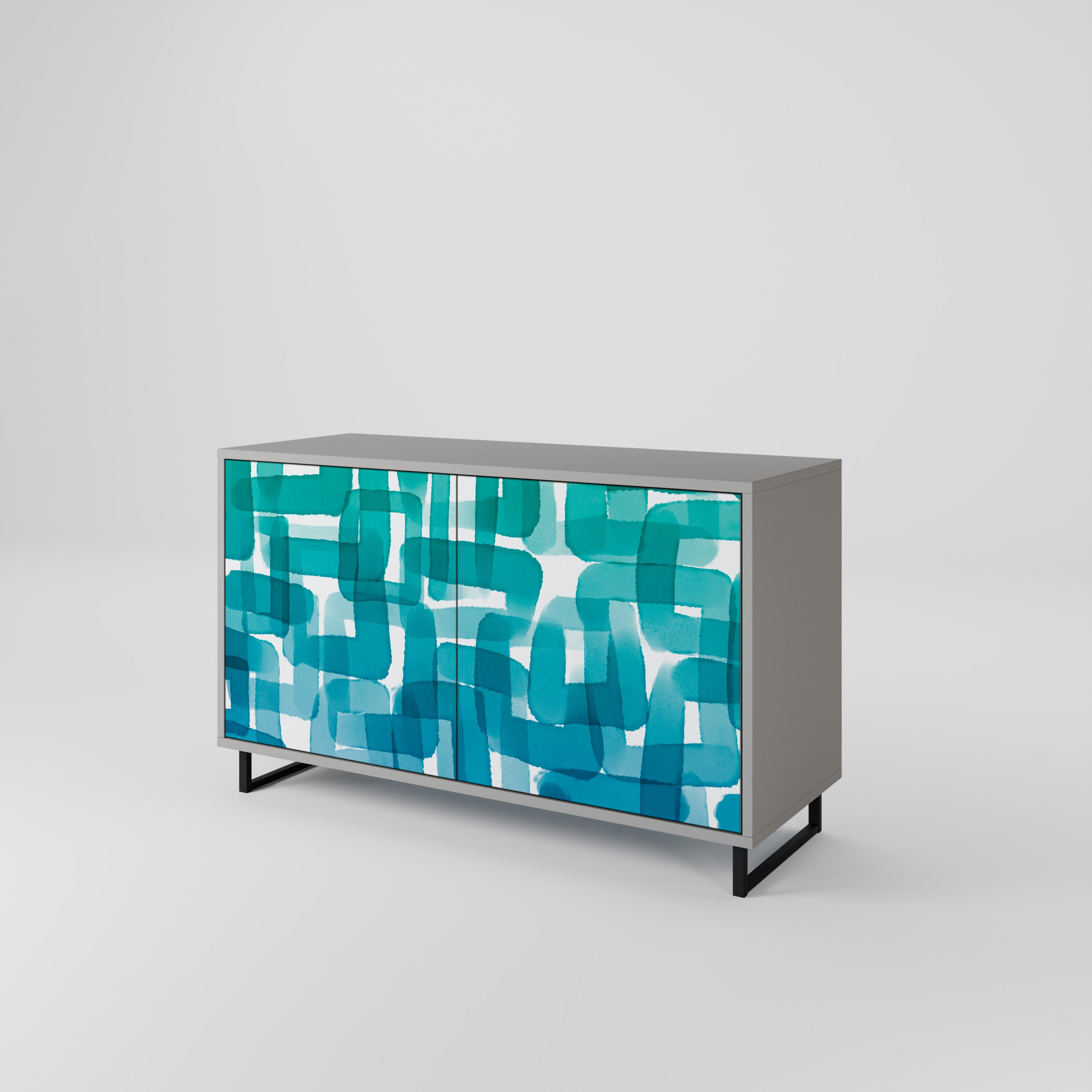 TURQUOISE RECTANGLES Komoda 2-drzwiowa korpus Szary