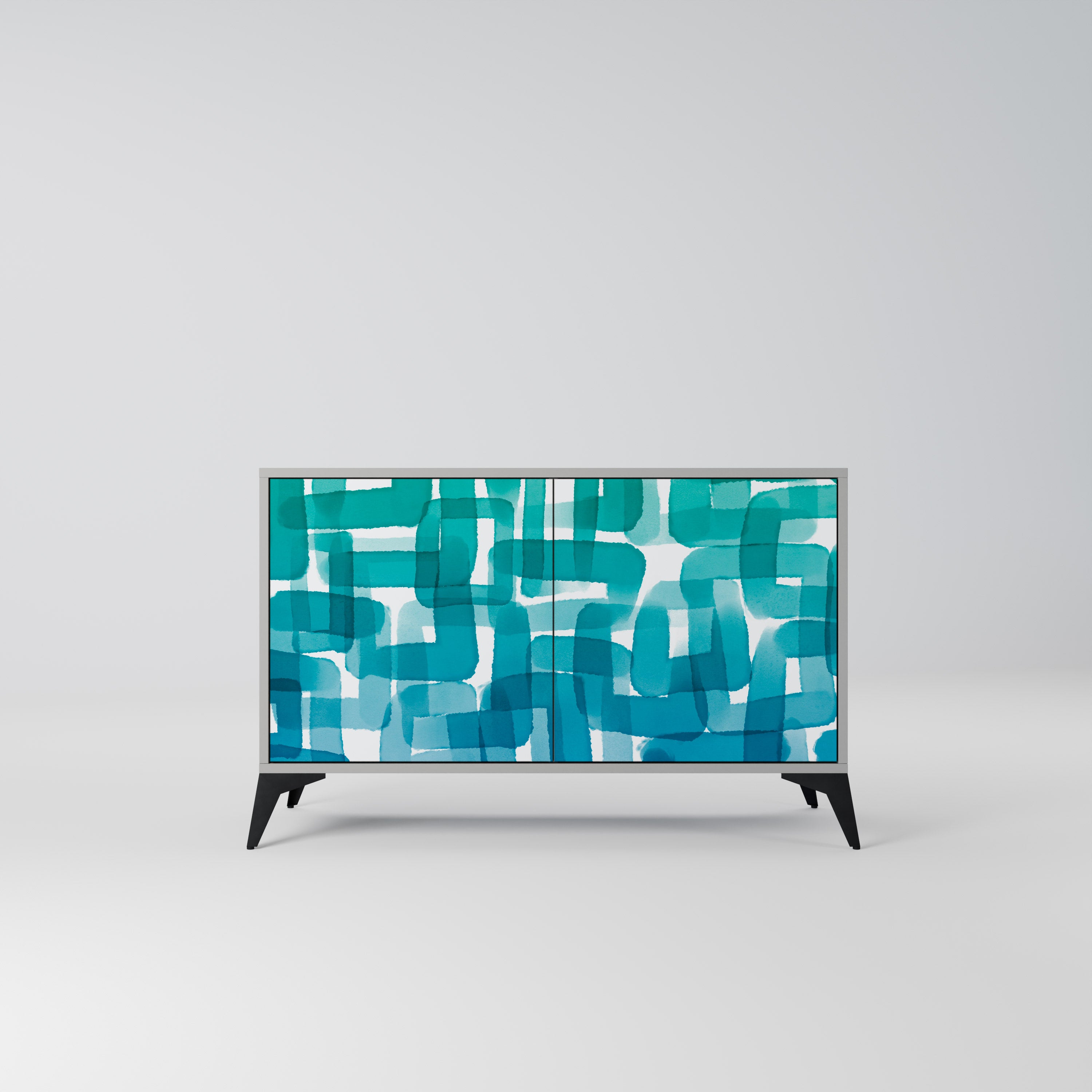 TURQUOISE RECTANGLES Komoda 2-drzwiowa korpus Szary