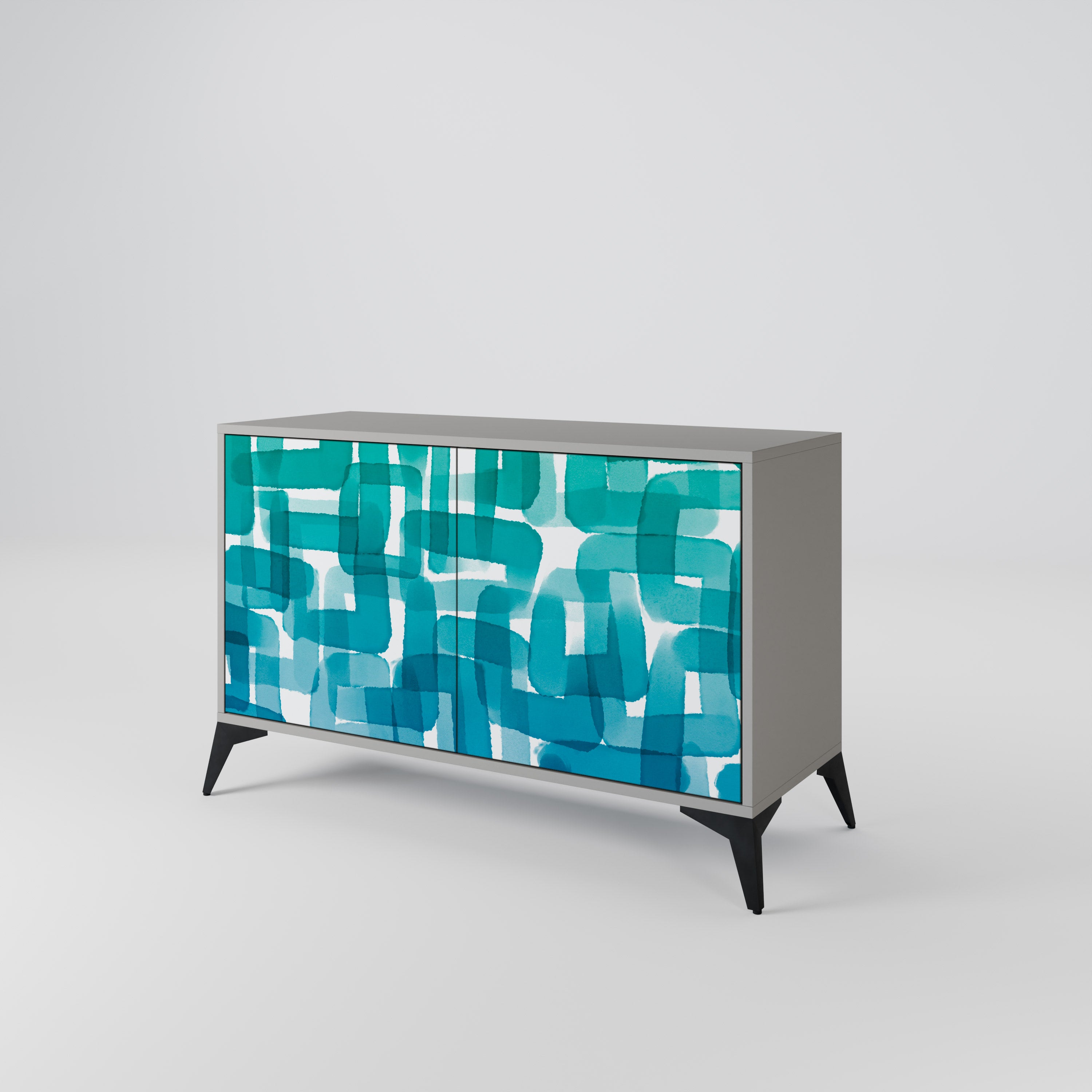 TURQUOISE RECTANGLES Komoda 2-drzwiowa korpus Szary