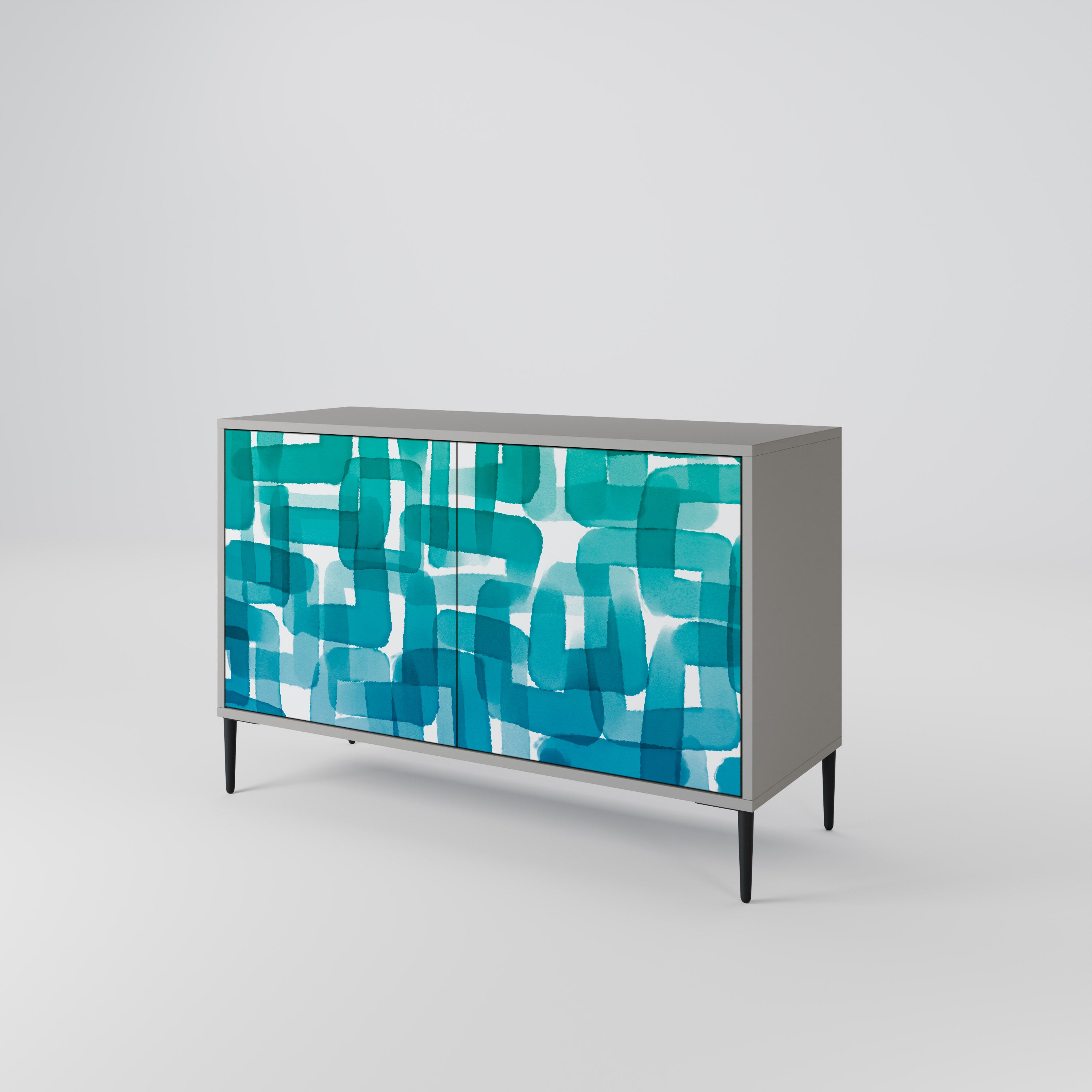TURQUOISE RECTANGLES Komoda 2-drzwiowa korpus Szary