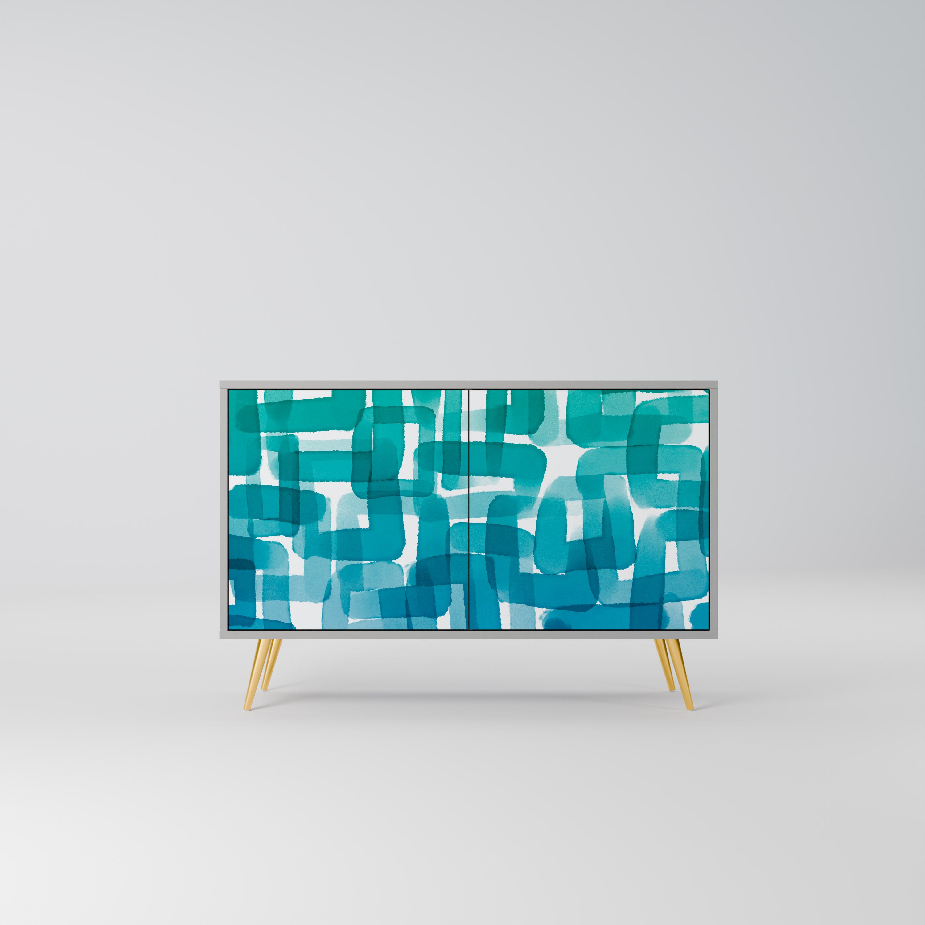 TURQUOISE RECTANGLES Komoda 2-drzwiowa korpus Szary