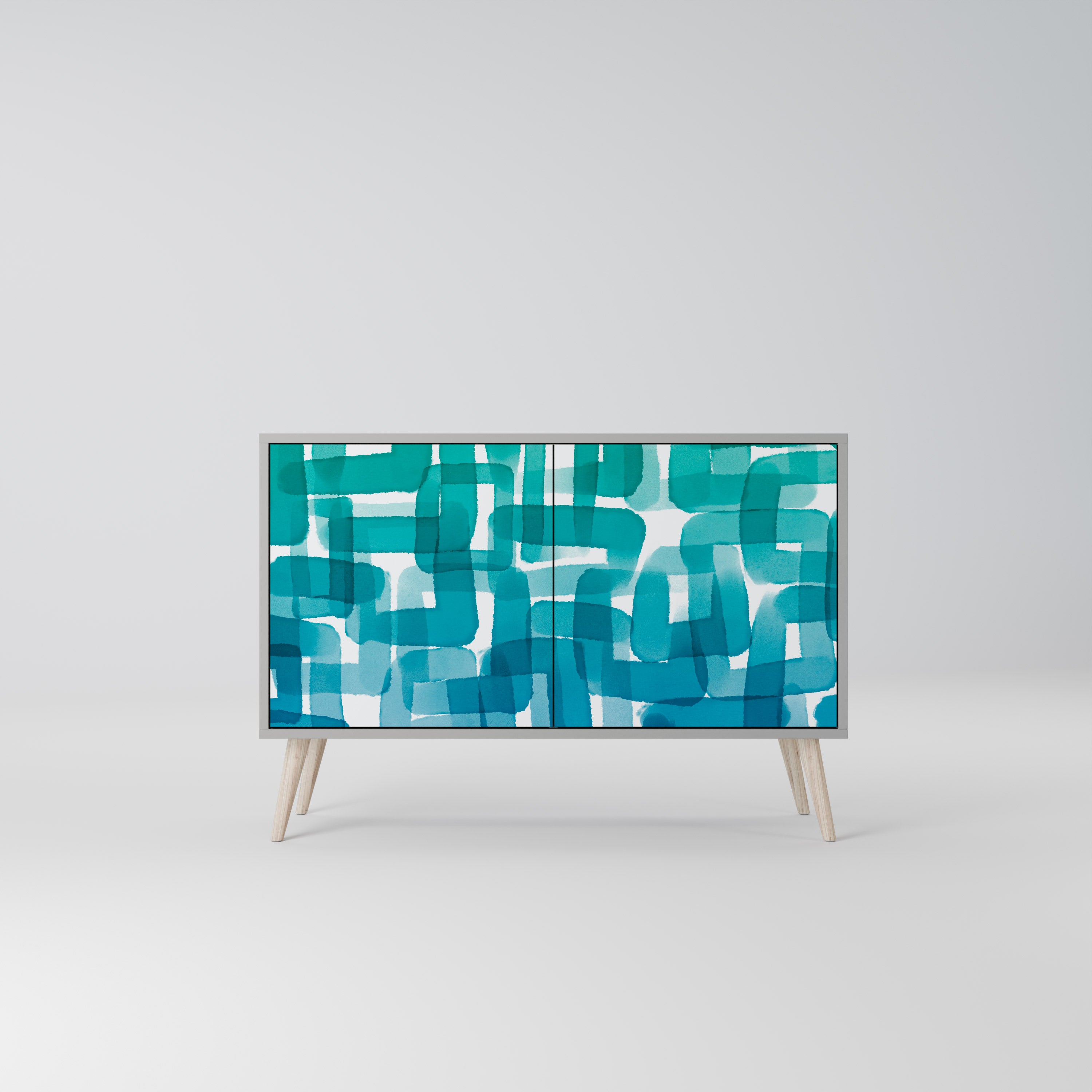 TURQUOISE RECTANGLES Komoda 2-drzwiowa korpus Szary
