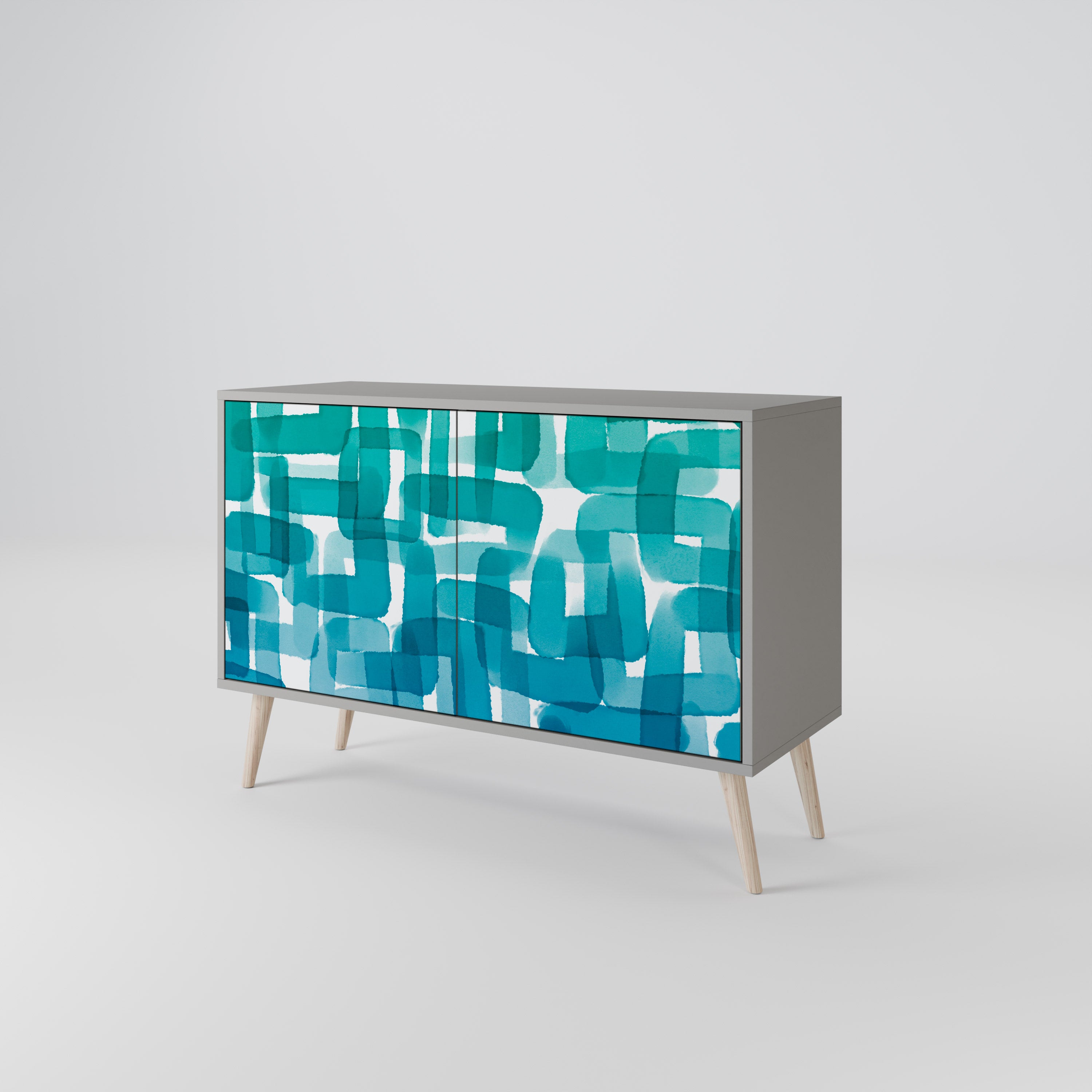 TURQUOISE RECTANGLES Komoda 2-drzwiowa korpus Szary
