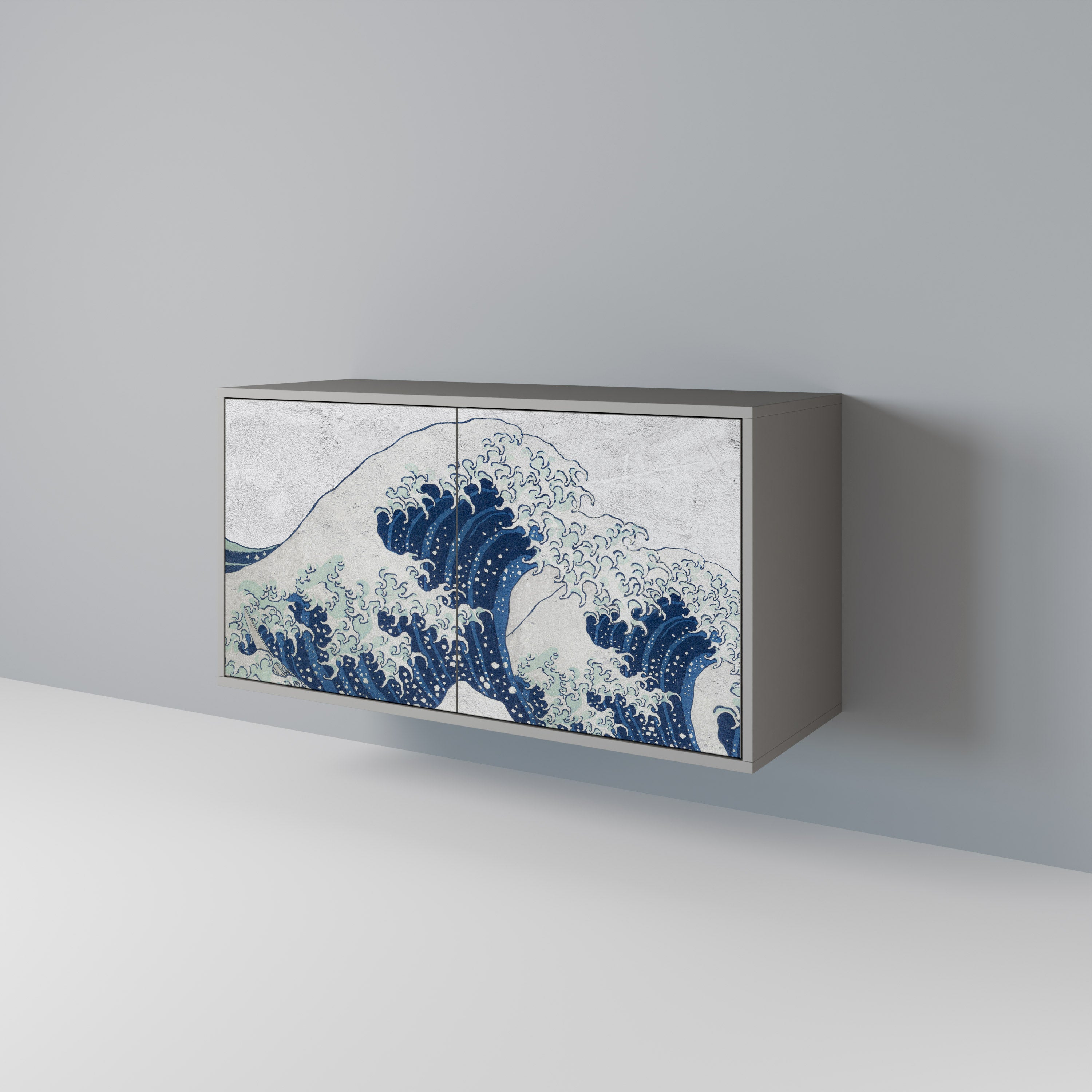 THE GREAT WAVE AT KANAGAWA Komoda 2-drzwiowa korpus Szary