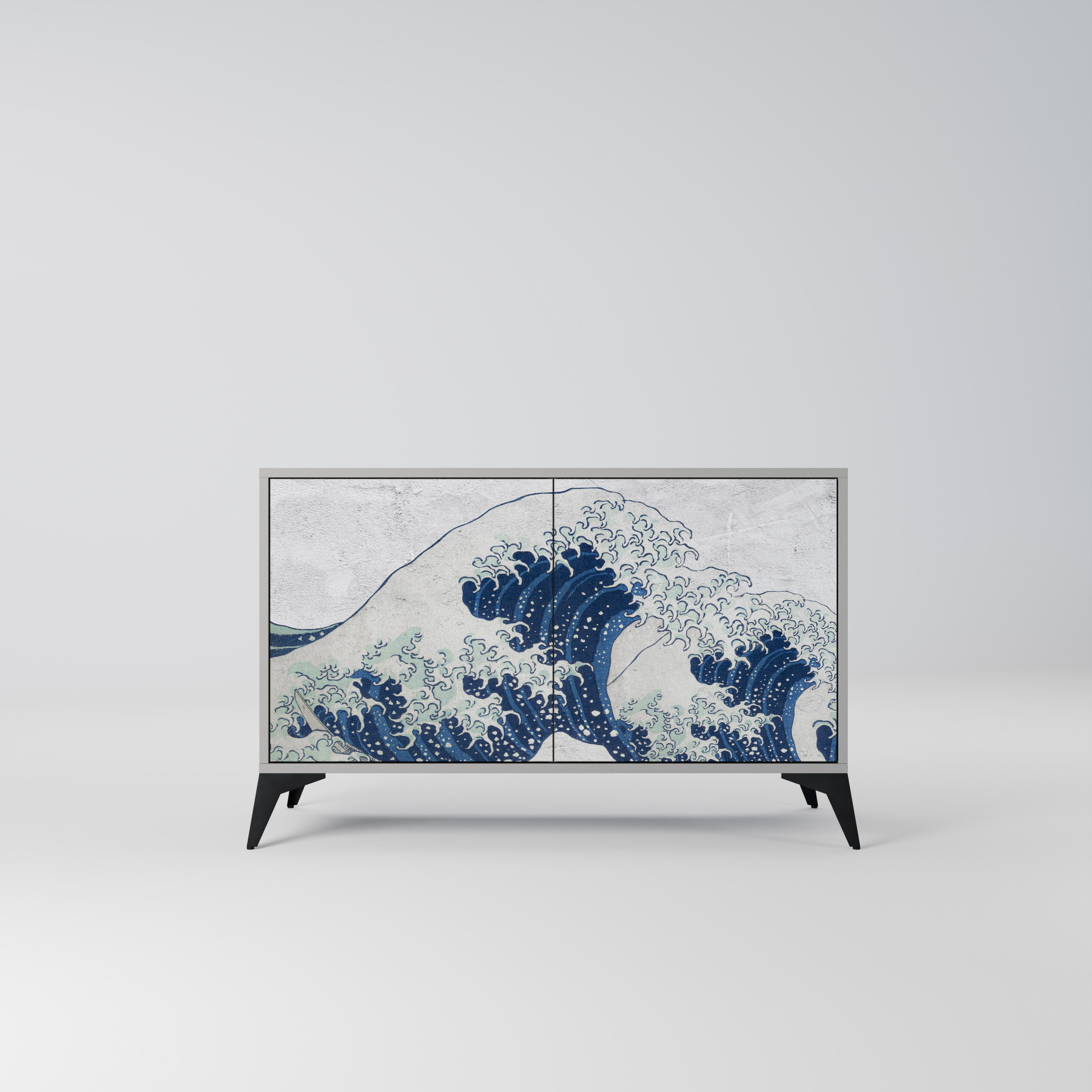 THE GREAT WAVE AT KANAGAWA Komoda 2-drzwiowa korpus Szary
