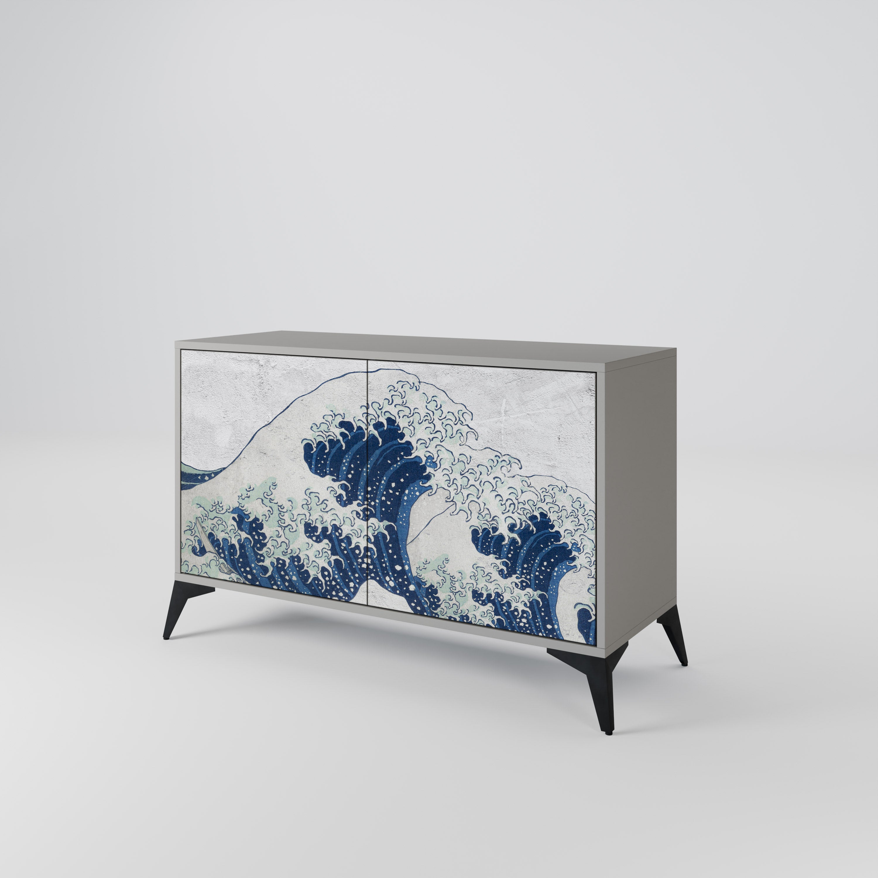 THE GREAT WAVE AT KANAGAWA Komoda 2-drzwiowa korpus Szary
