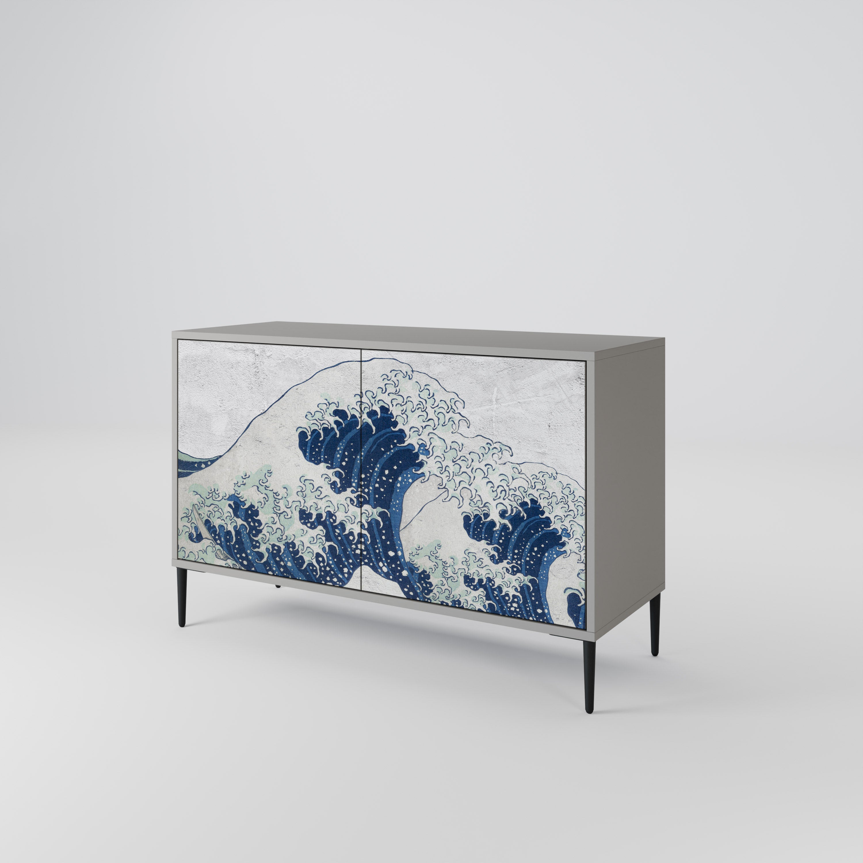 THE GREAT WAVE AT KANAGAWA Komoda 2-drzwiowa korpus Szary