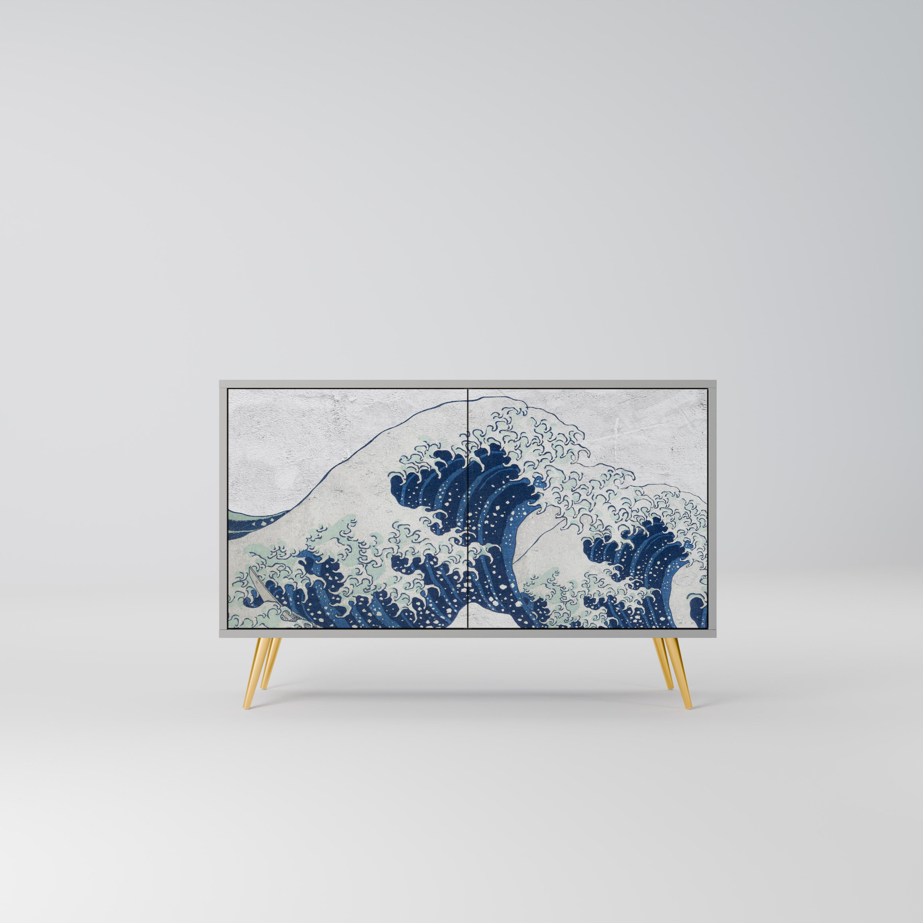 THE GREAT WAVE AT KANAGAWA Komoda 2-drzwiowa korpus Szary