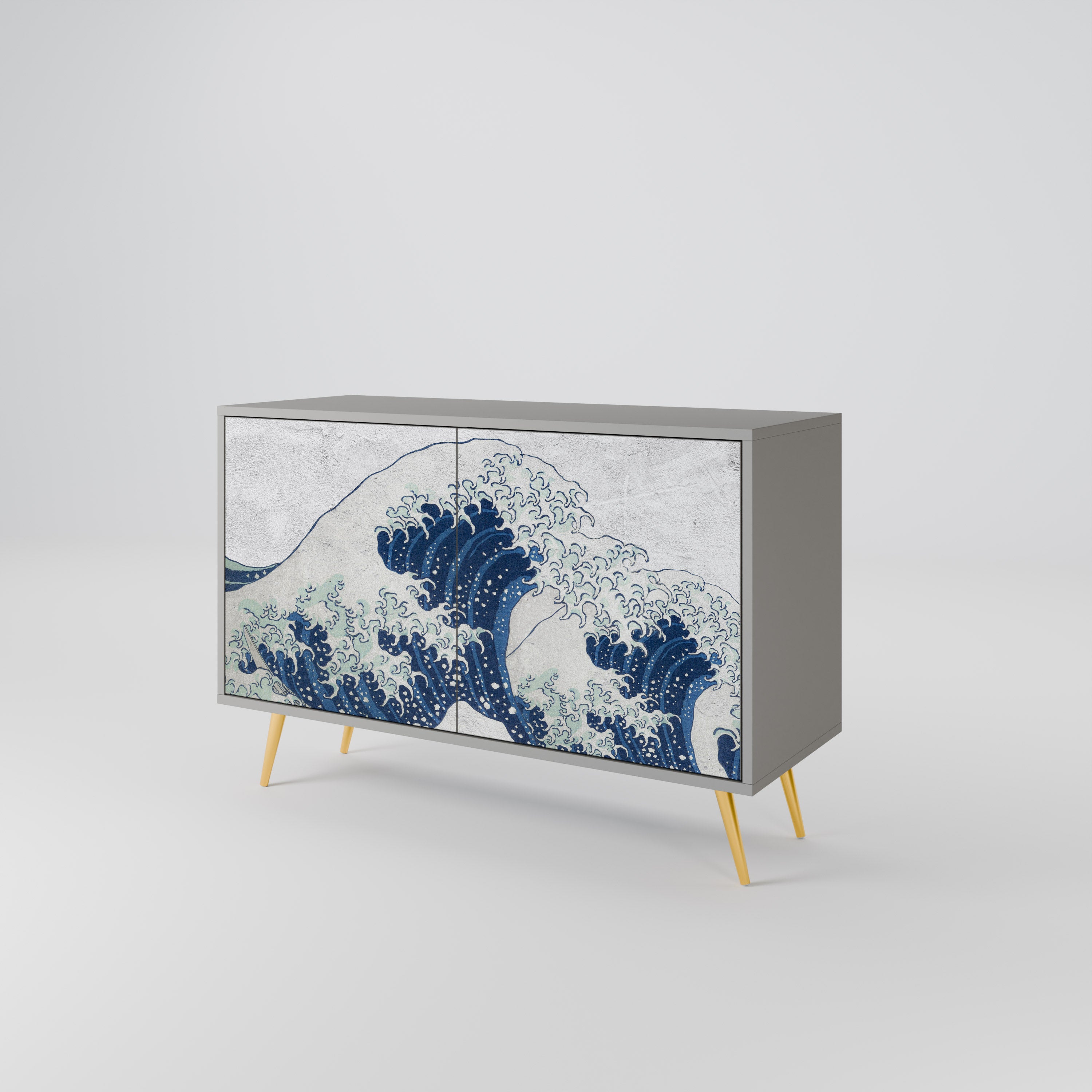 THE GREAT WAVE AT KANAGAWA Komoda 2-drzwiowa korpus Szary