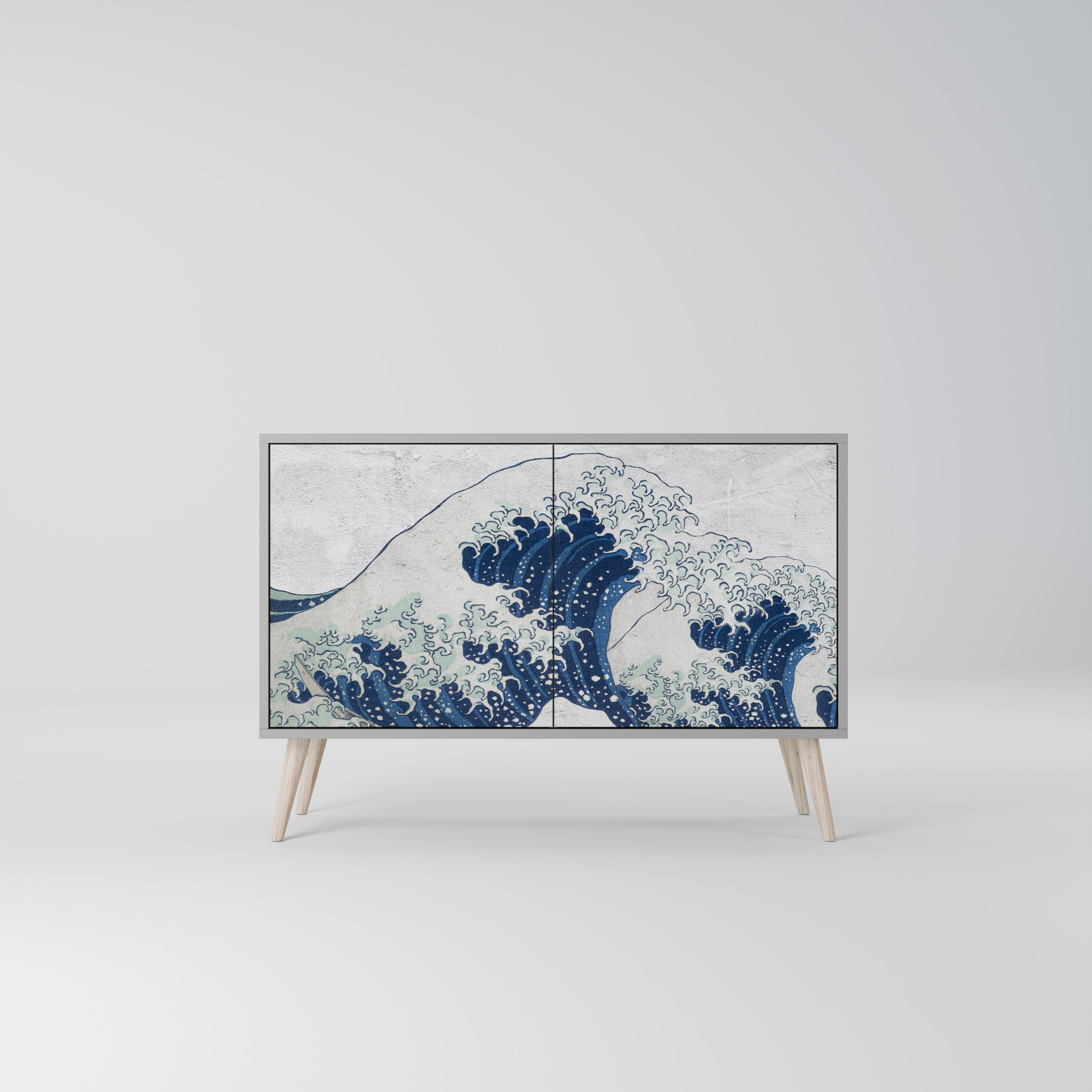 THE GREAT WAVE AT KANAGAWA Komoda 2-drzwiowa korpus Szary