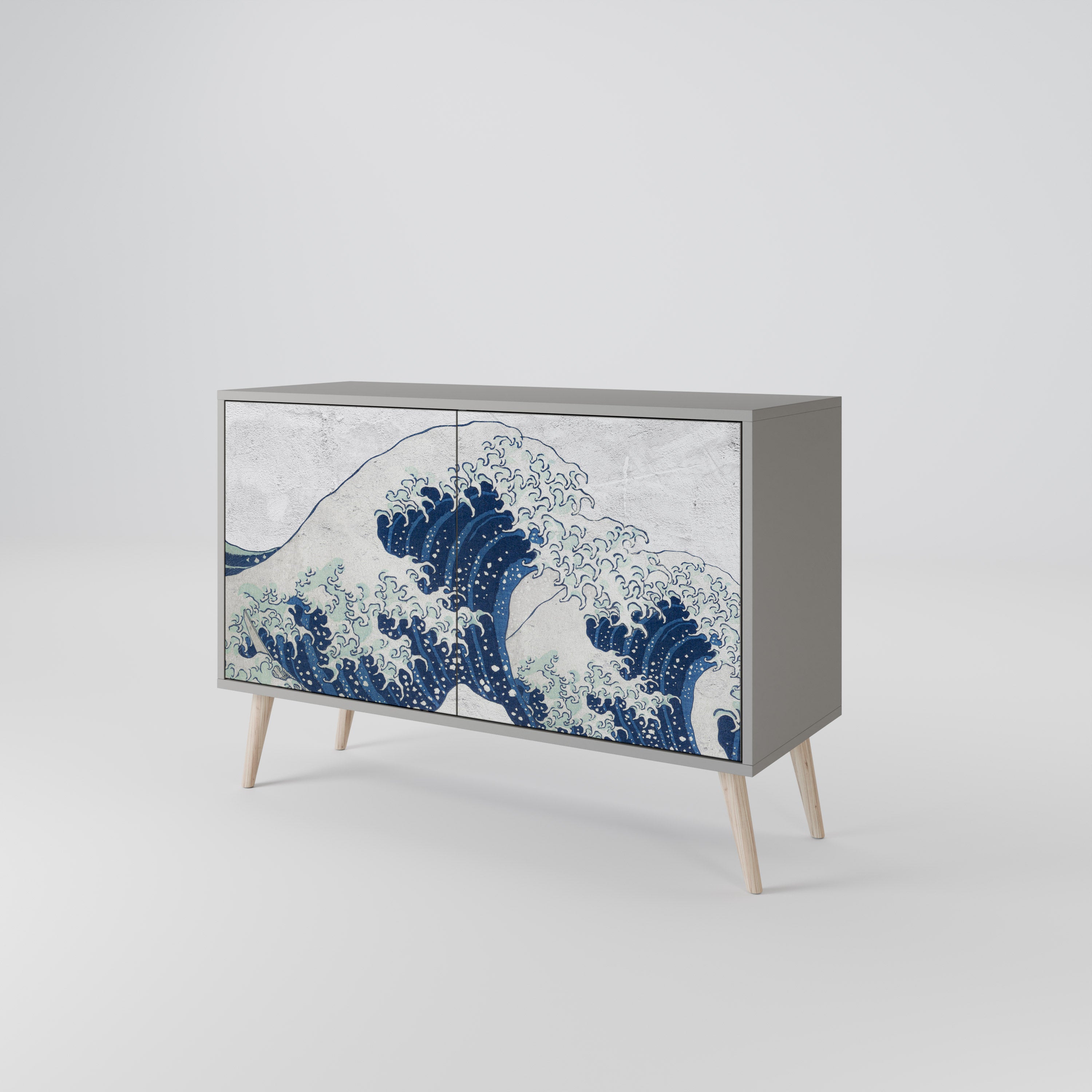 THE GREAT WAVE AT KANAGAWA Komoda 2-drzwiowa korpus Szary