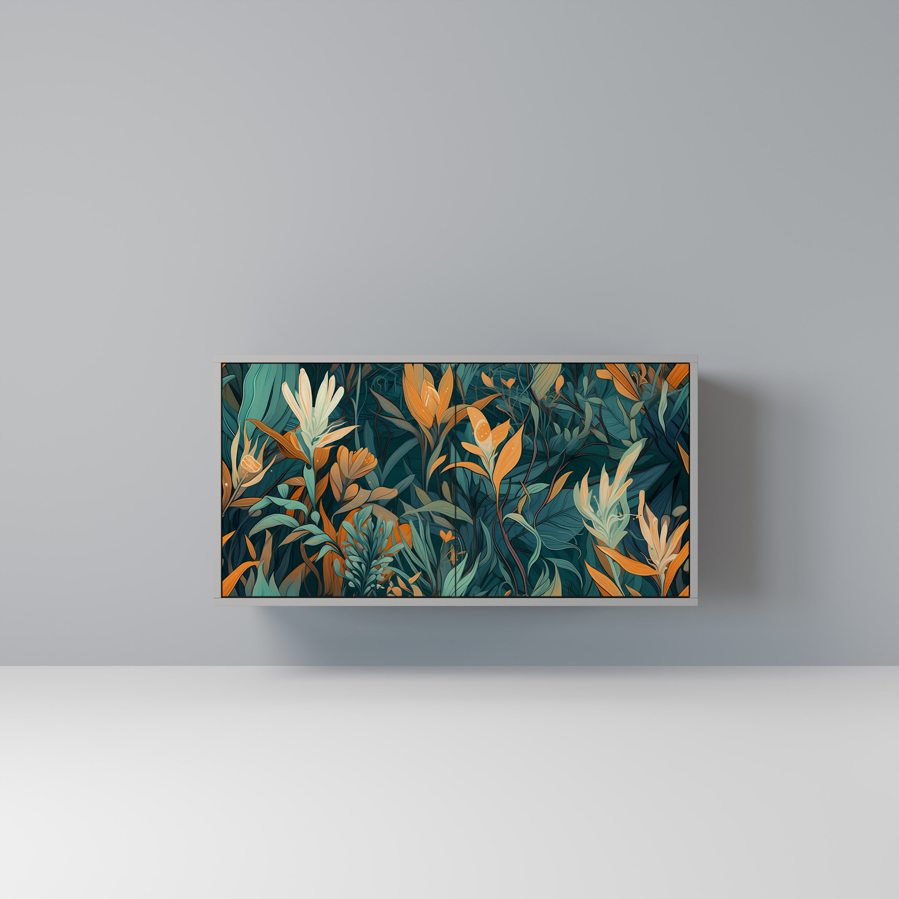 FLORAL SERENITY Komoda 2-drzwiowa korpus Szary