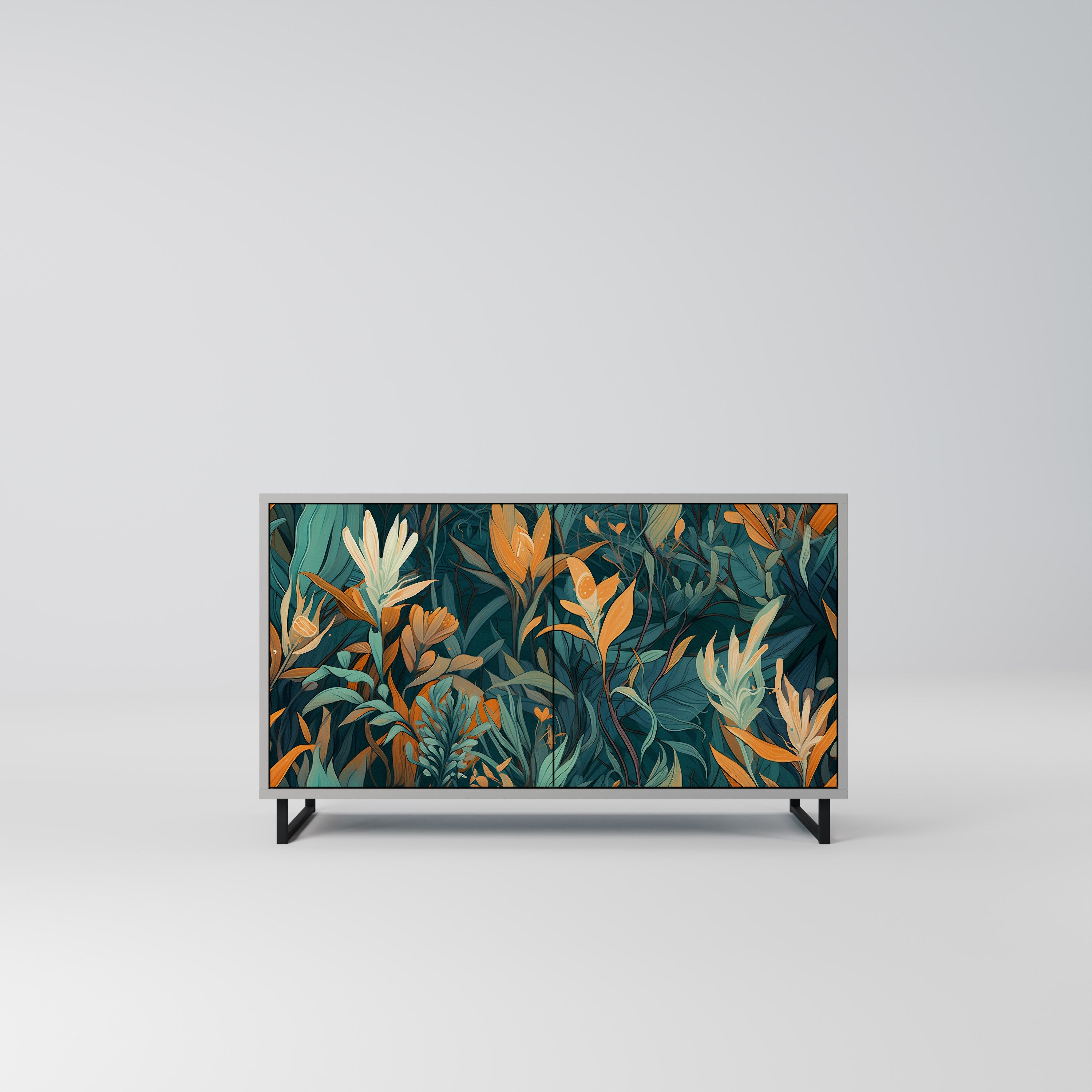 FLORAL SERENITY Komoda 2-drzwiowa korpus Szary