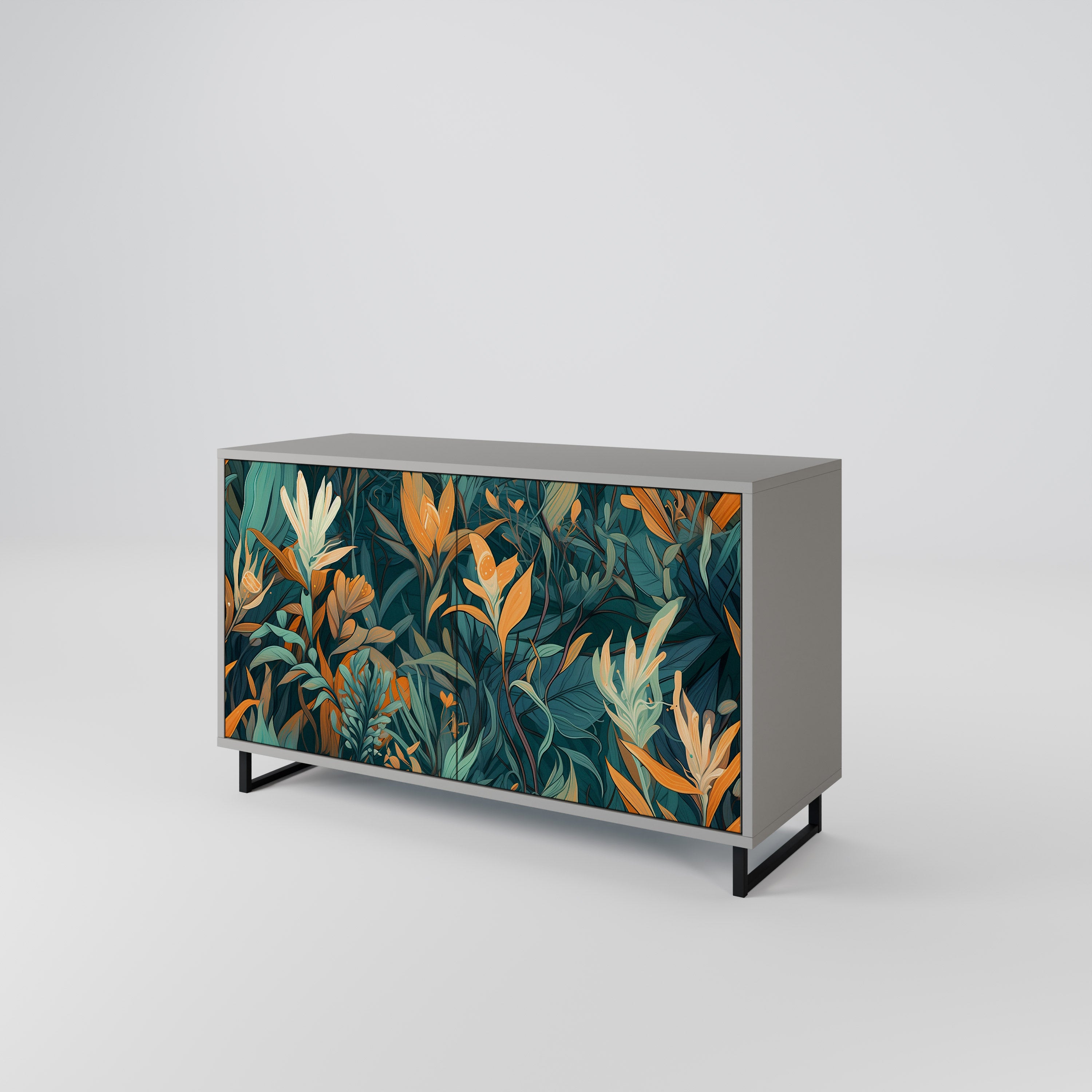 FLORAL SERENITY Komoda 2-drzwiowa korpus Szary