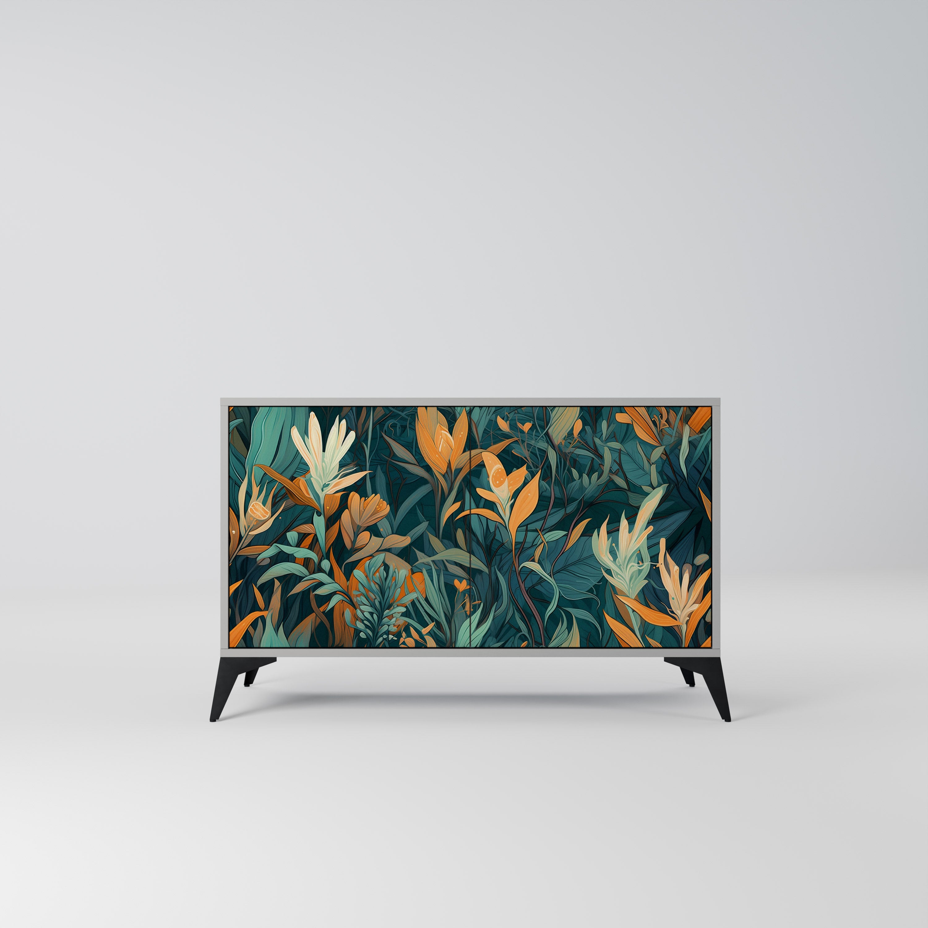 FLORAL SERENITY Komoda 2-drzwiowa korpus Szary