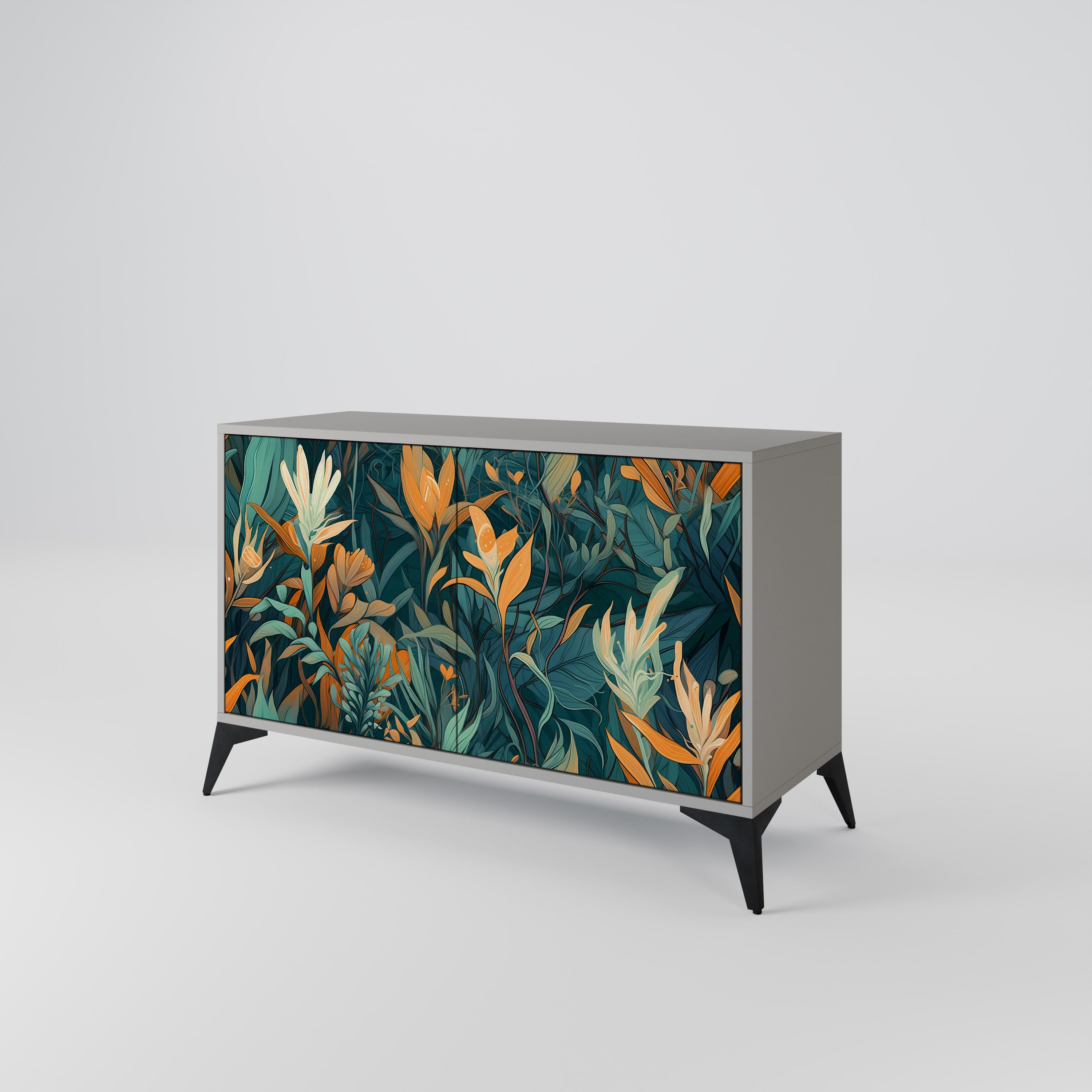 FLORAL SERENITY Komoda 2-drzwiowa korpus Szary