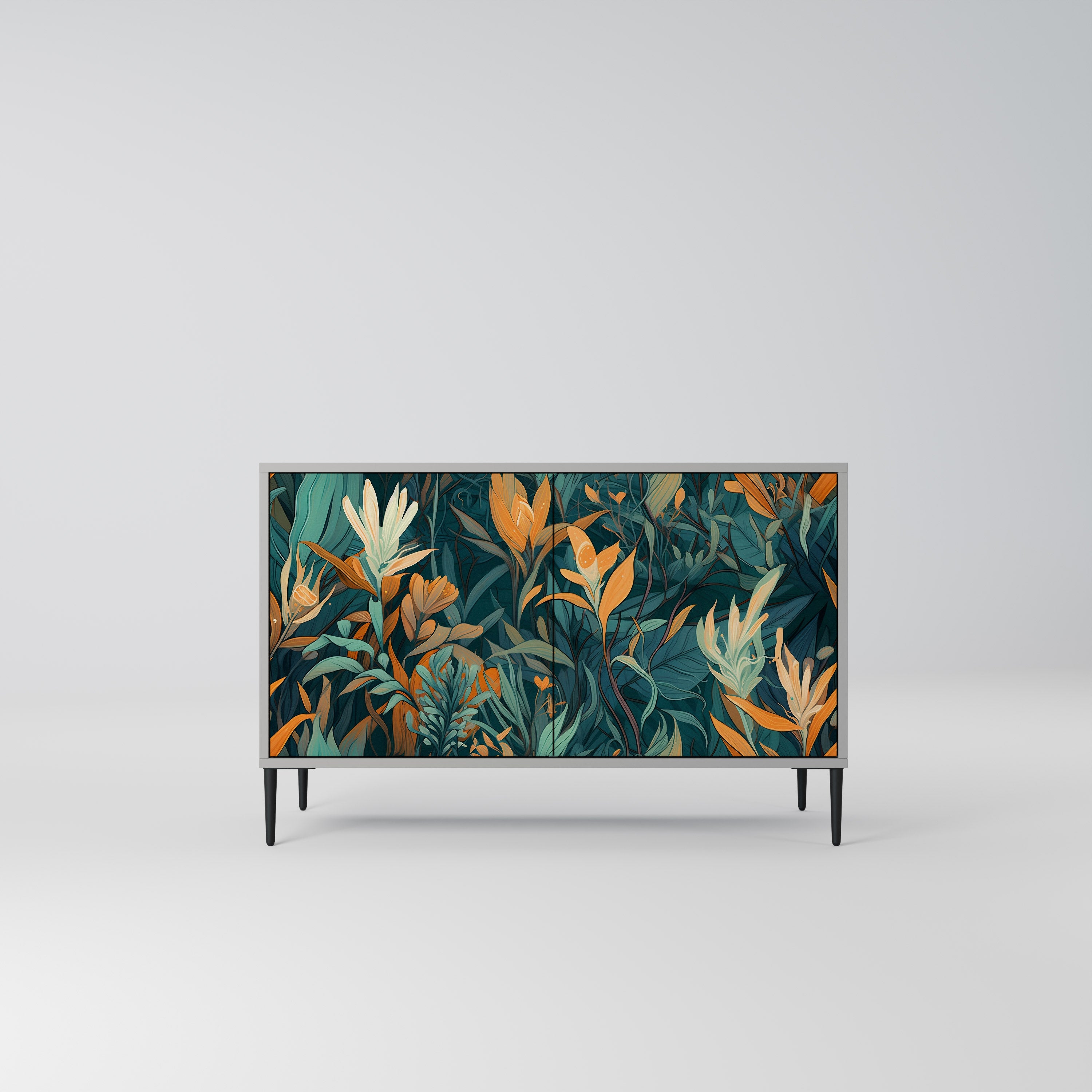 FLORAL SERENITY Komoda 2-drzwiowa korpus Szary