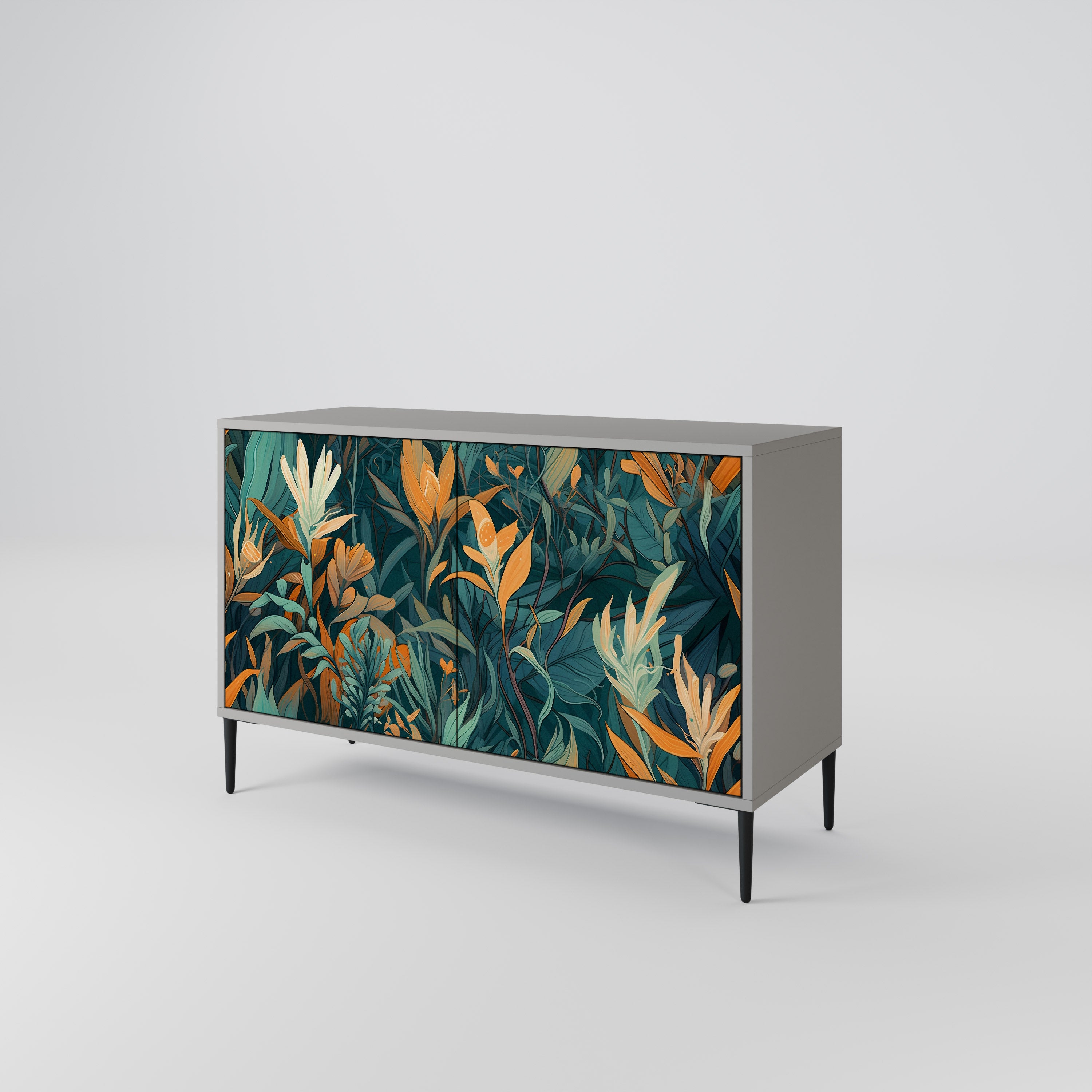 FLORAL SERENITY Komoda 2-drzwiowa korpus Szary