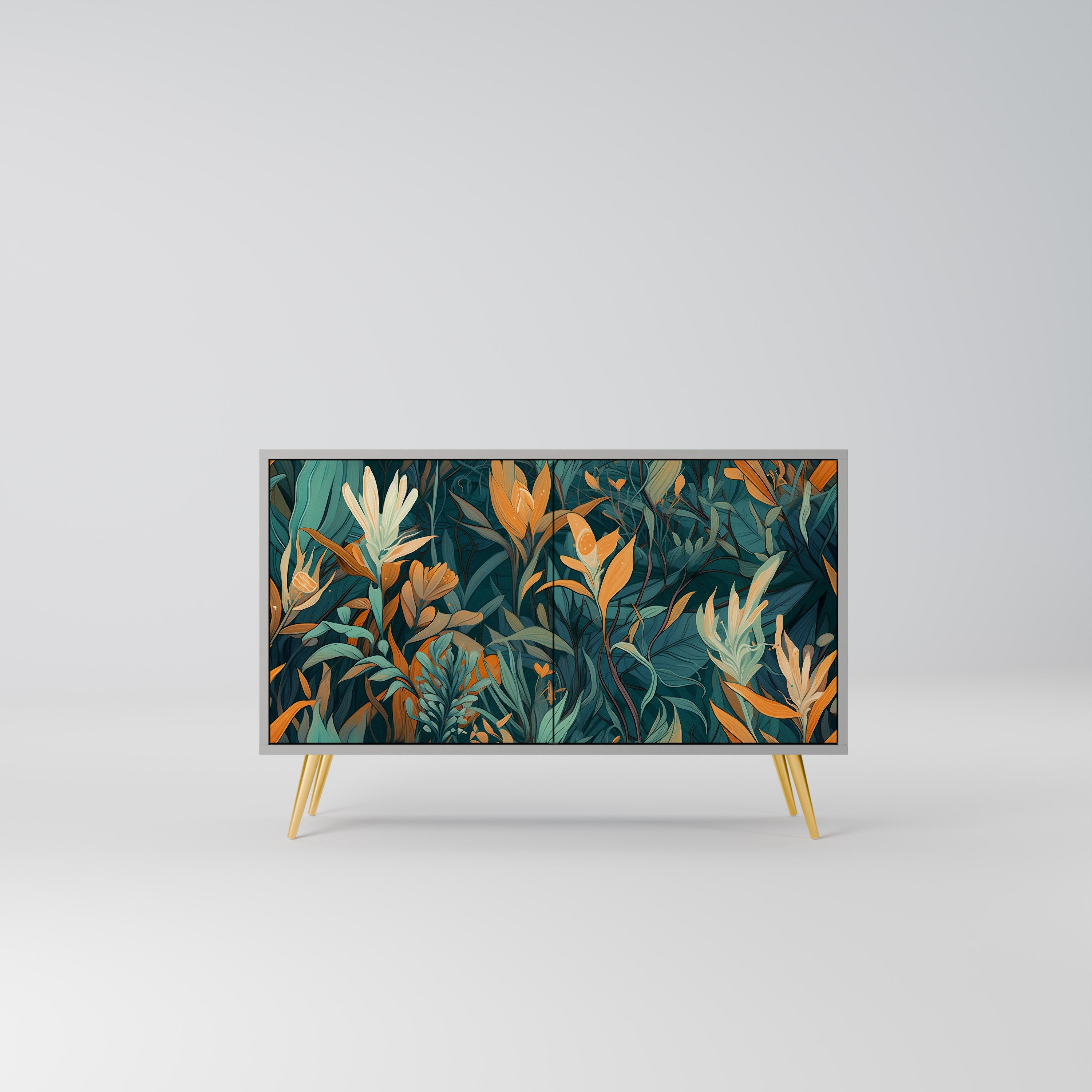 FLORAL SERENITY Komoda 2-drzwiowa korpus Szary