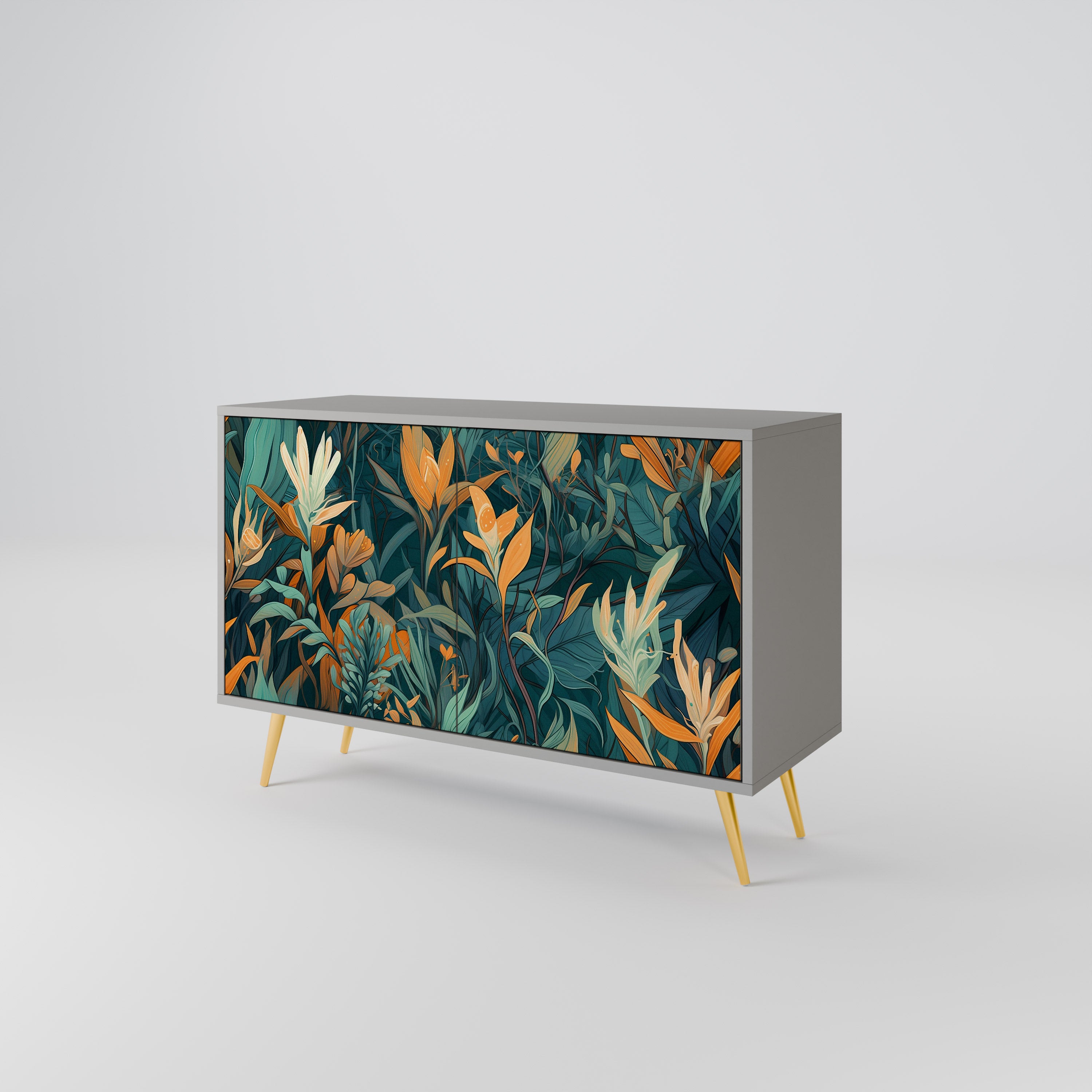 FLORAL SERENITY Komoda 2-drzwiowa korpus Szary