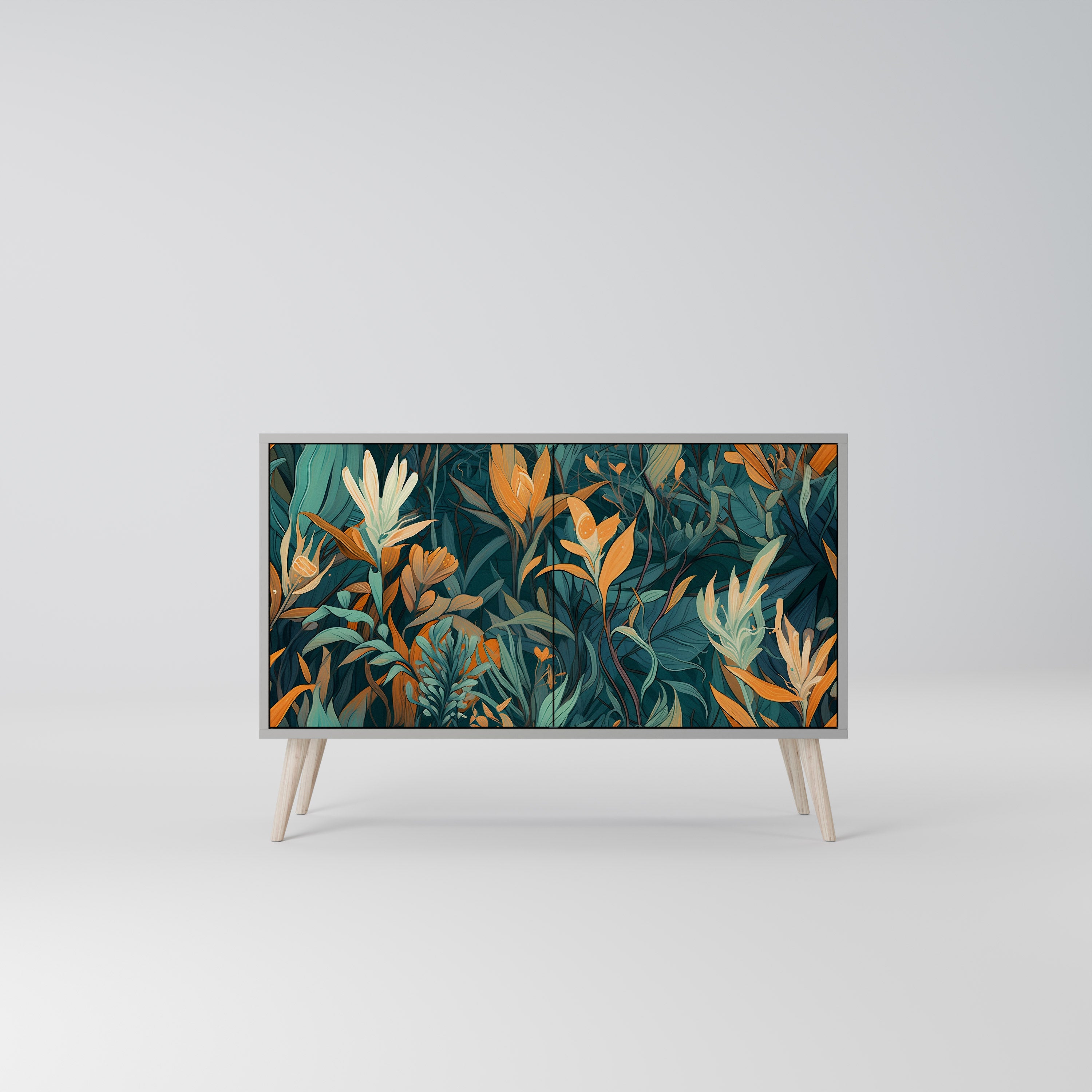 FLORAL SERENITY Komoda 2-drzwiowa korpus Szary