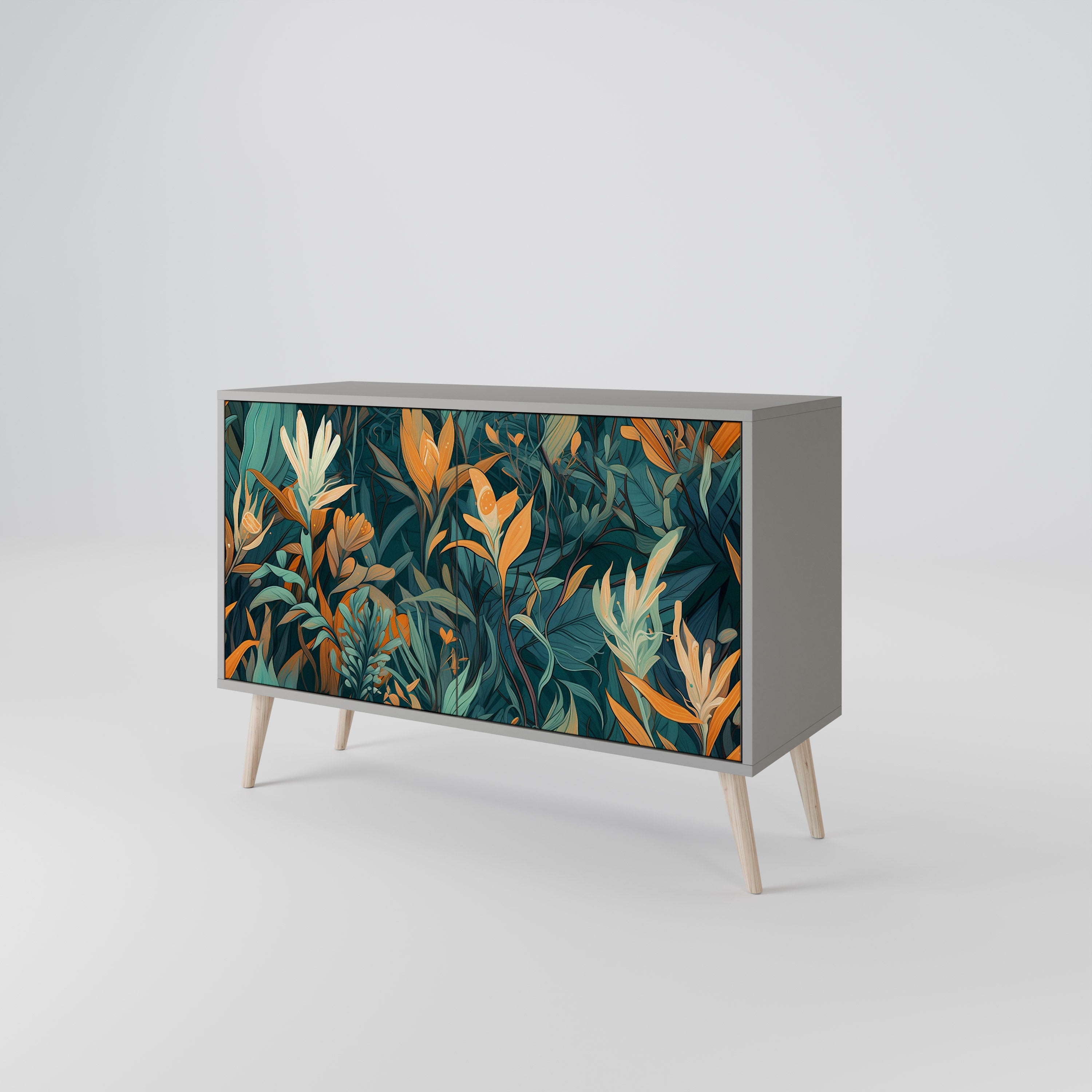 FLORAL SERENITY Komoda 2-drzwiowa korpus Szary
