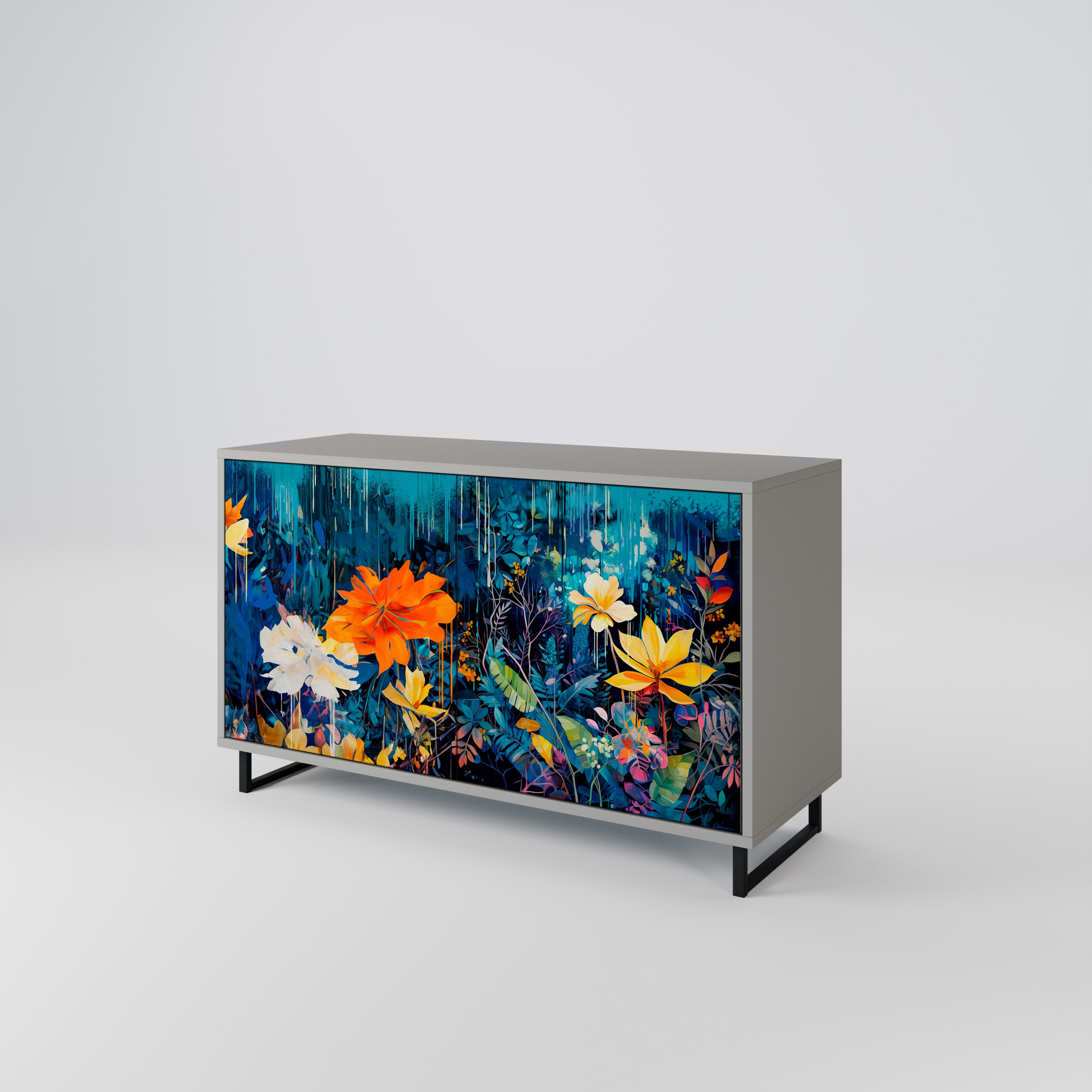 MIDNIGHT BLOSSOM Komoda 2-drzwiowa korpus Szary