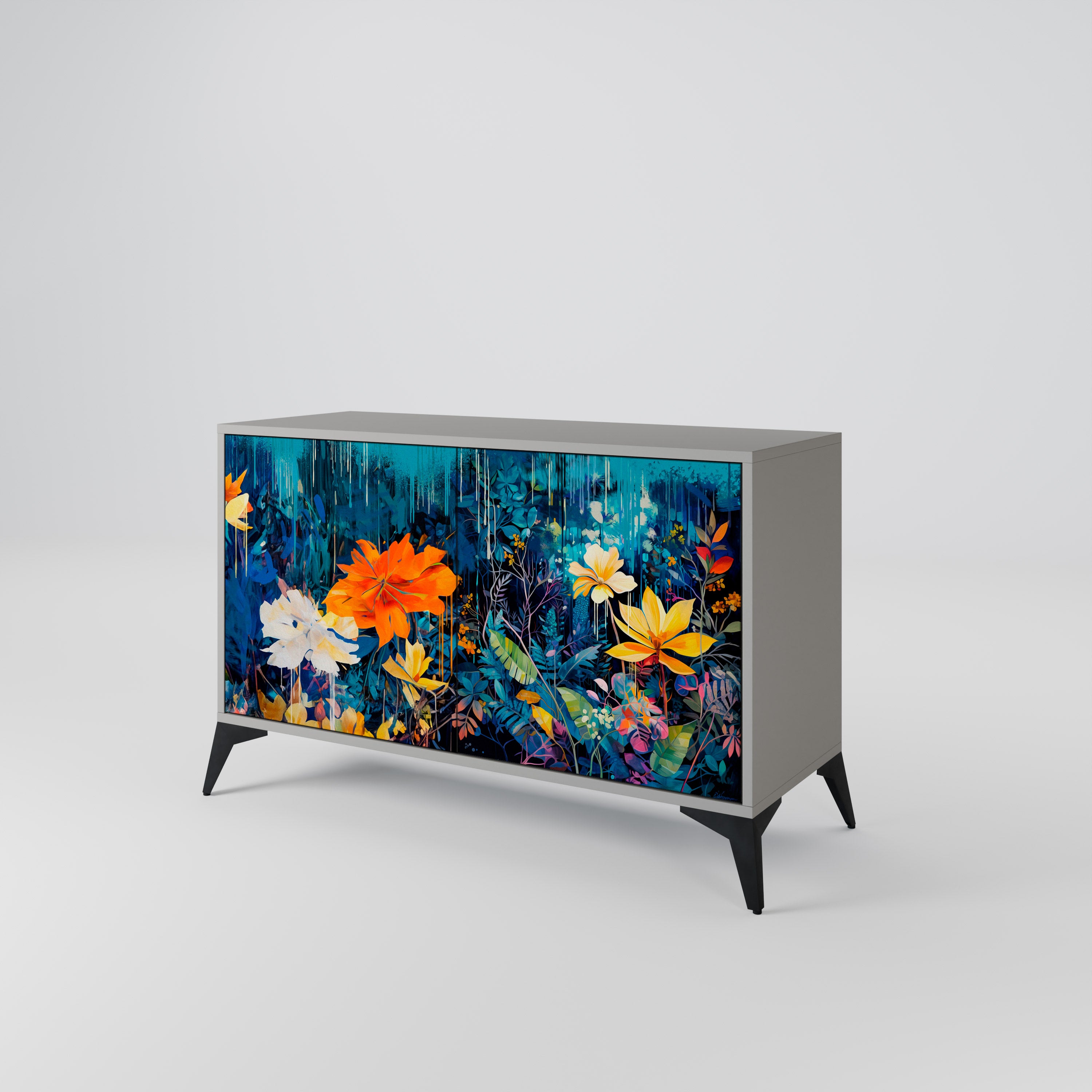 MIDNIGHT BLOSSOM Komoda 2-drzwiowa korpus Szary