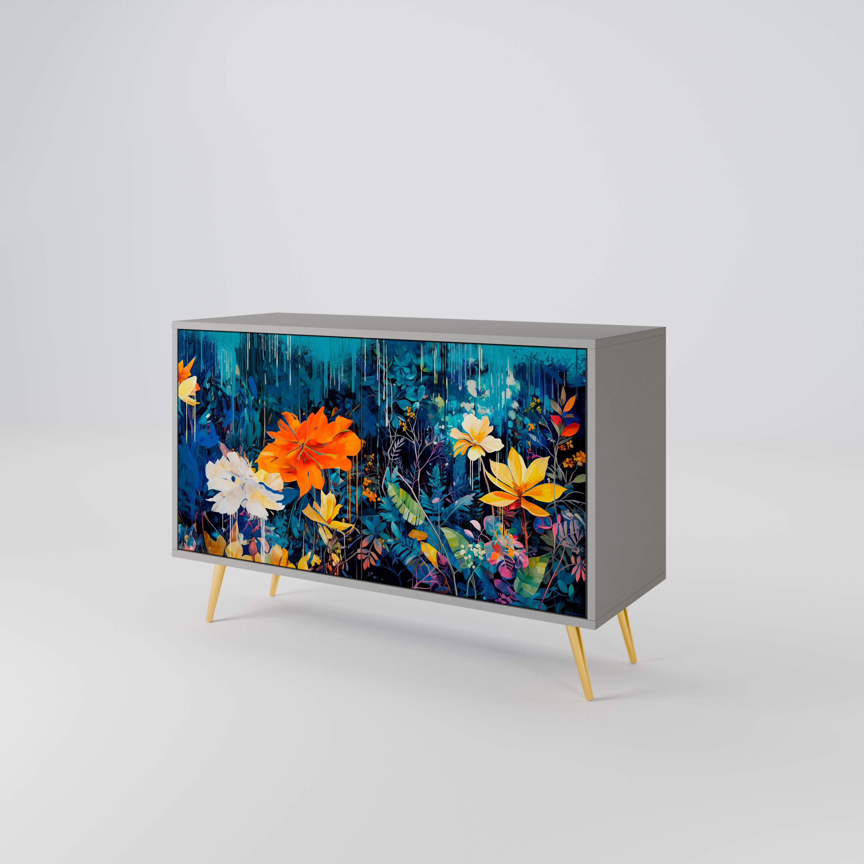 MIDNIGHT BLOSSOM Komoda 2-drzwiowa korpus Szary