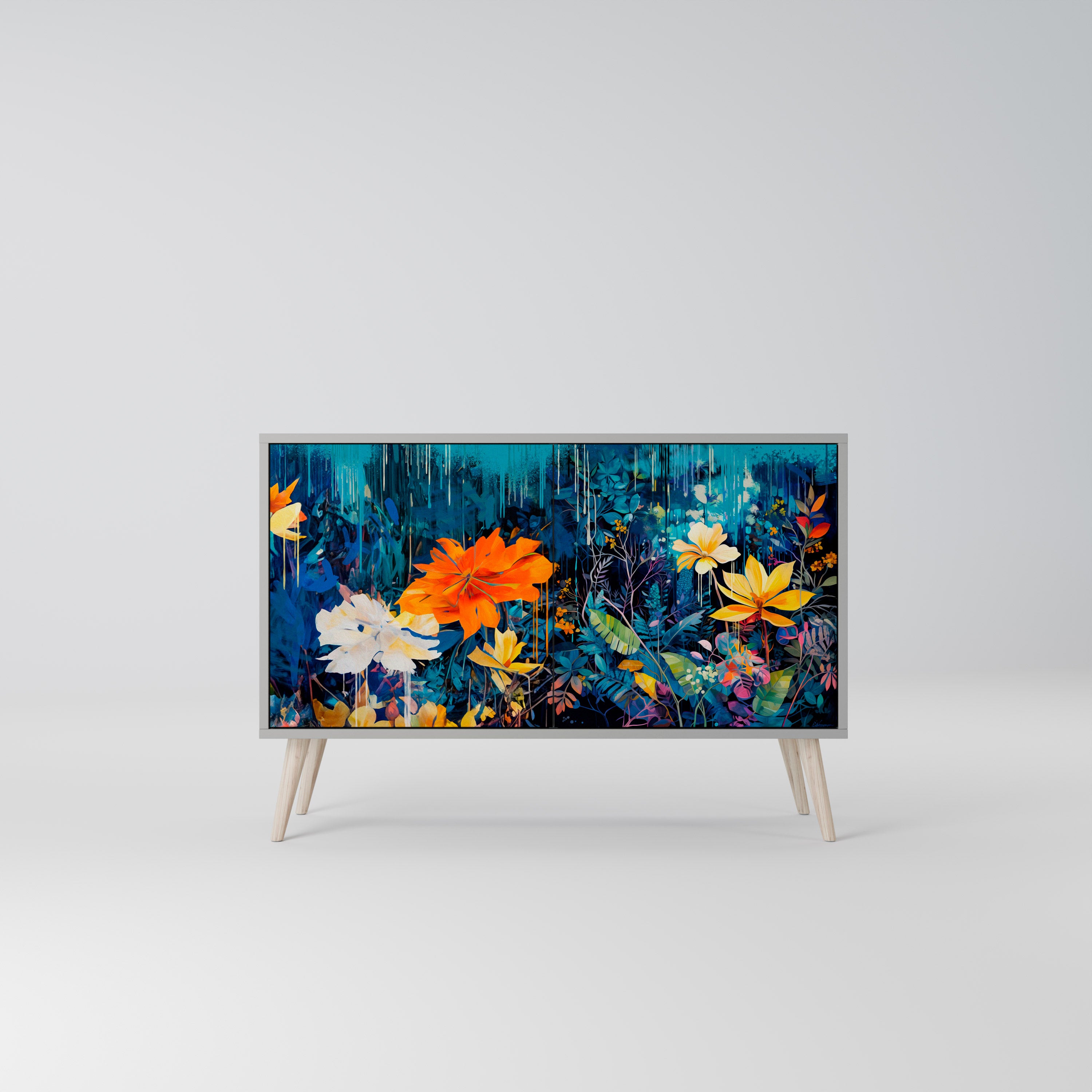 MIDNIGHT BLOSSOM Komoda 2-drzwiowa korpus Szary