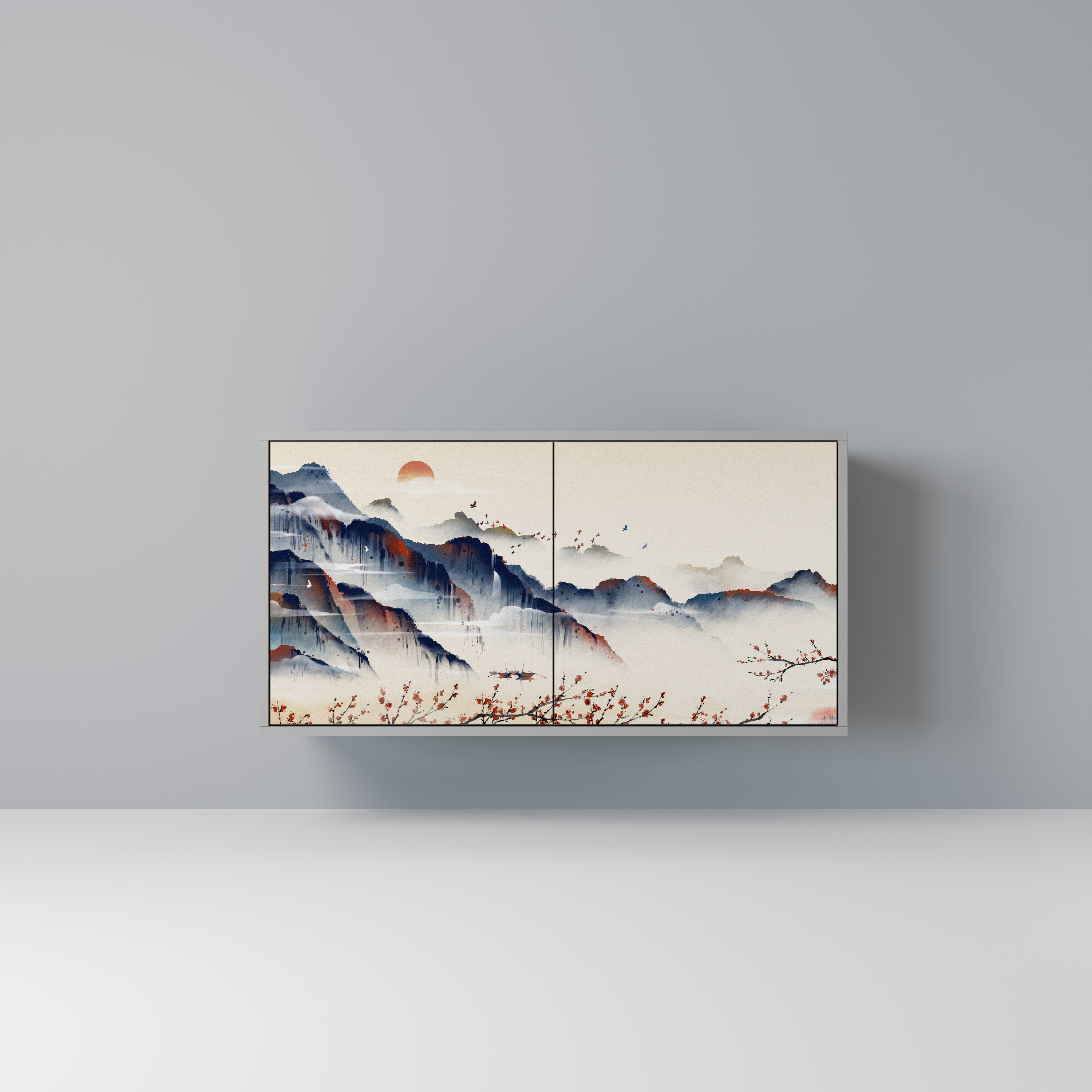 JAPANESE LANDSCAPE Komoda 2-drzwiowa korpus Szary