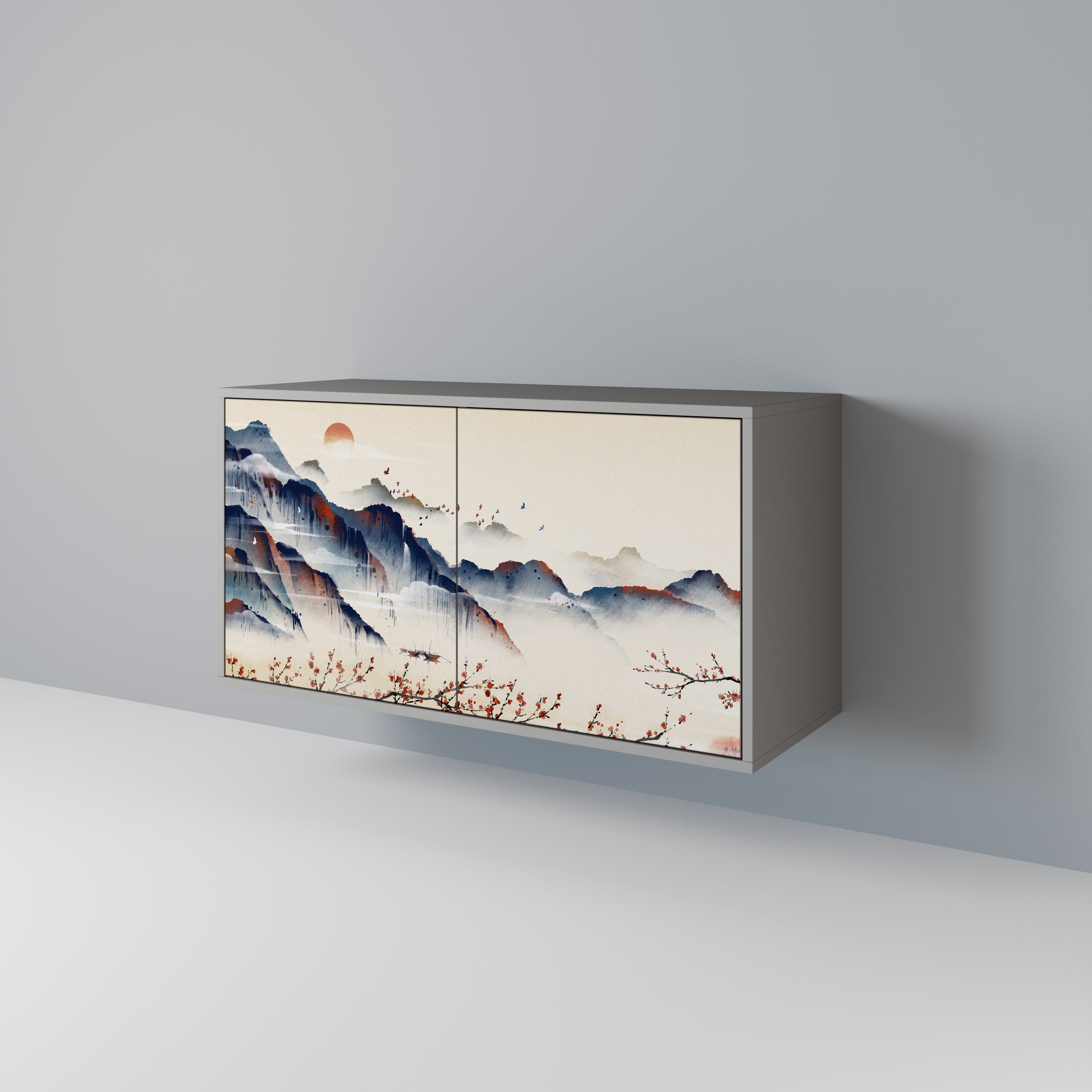 JAPANESE LANDSCAPE Komoda 2-drzwiowa korpus Szary