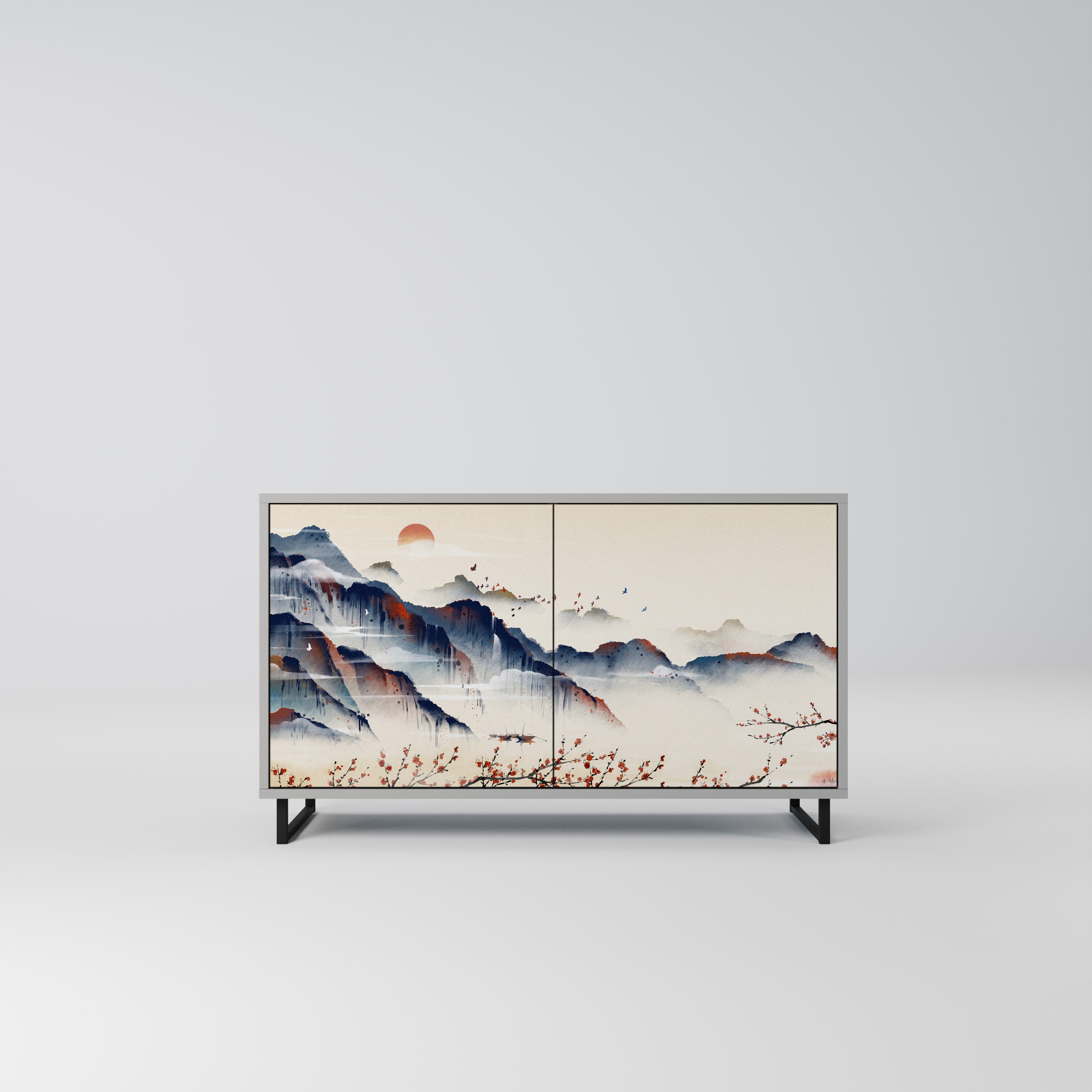 JAPANESE LANDSCAPE Komoda 2-drzwiowa korpus Szary