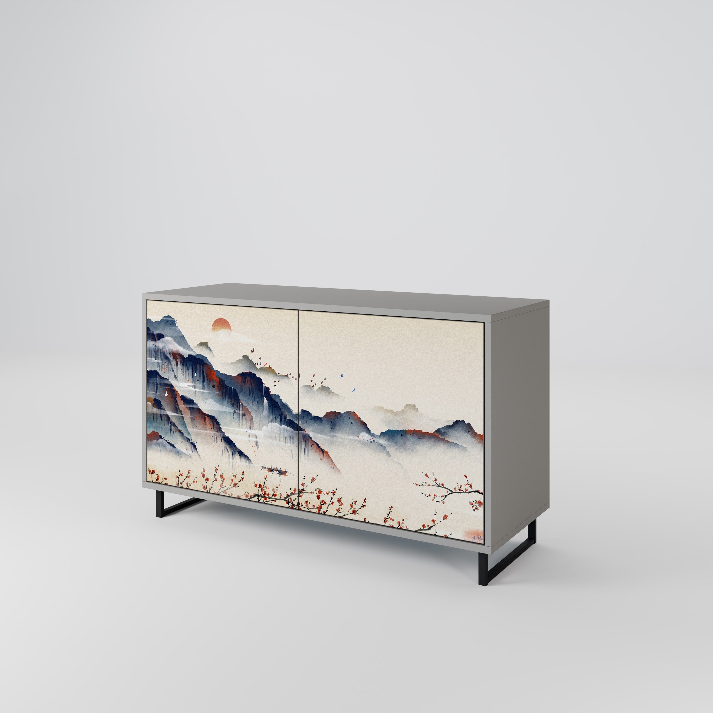 JAPANESE LANDSCAPE Komoda 2-drzwiowa korpus Szary