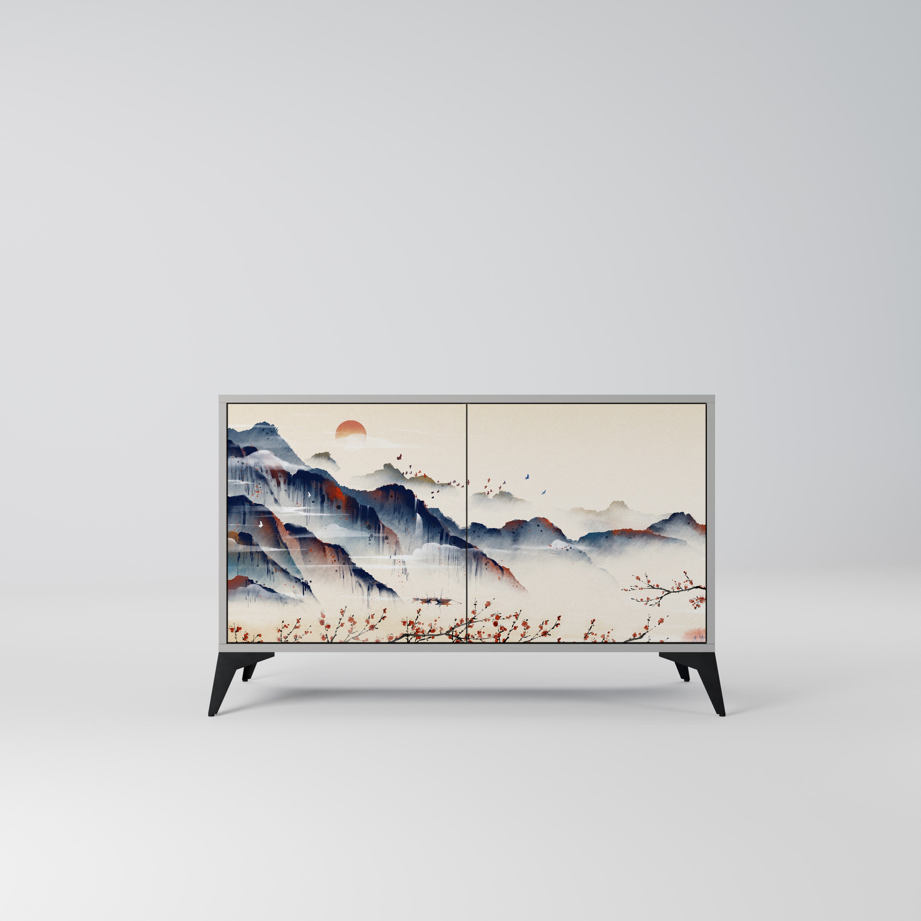 JAPANESE LANDSCAPE Komoda 2-drzwiowa korpus Szary