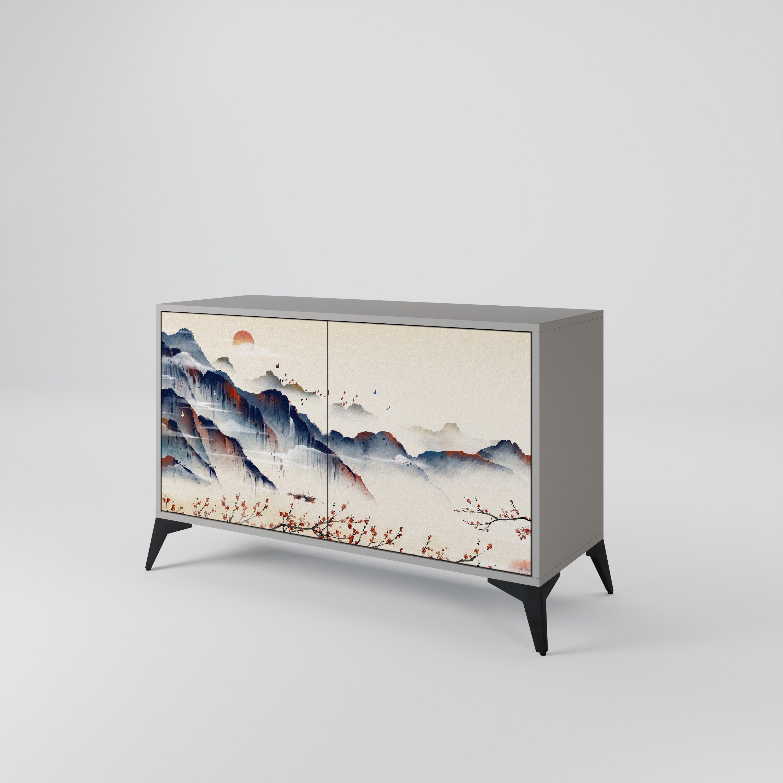 JAPANESE LANDSCAPE Komoda 2-drzwiowa korpus Szary